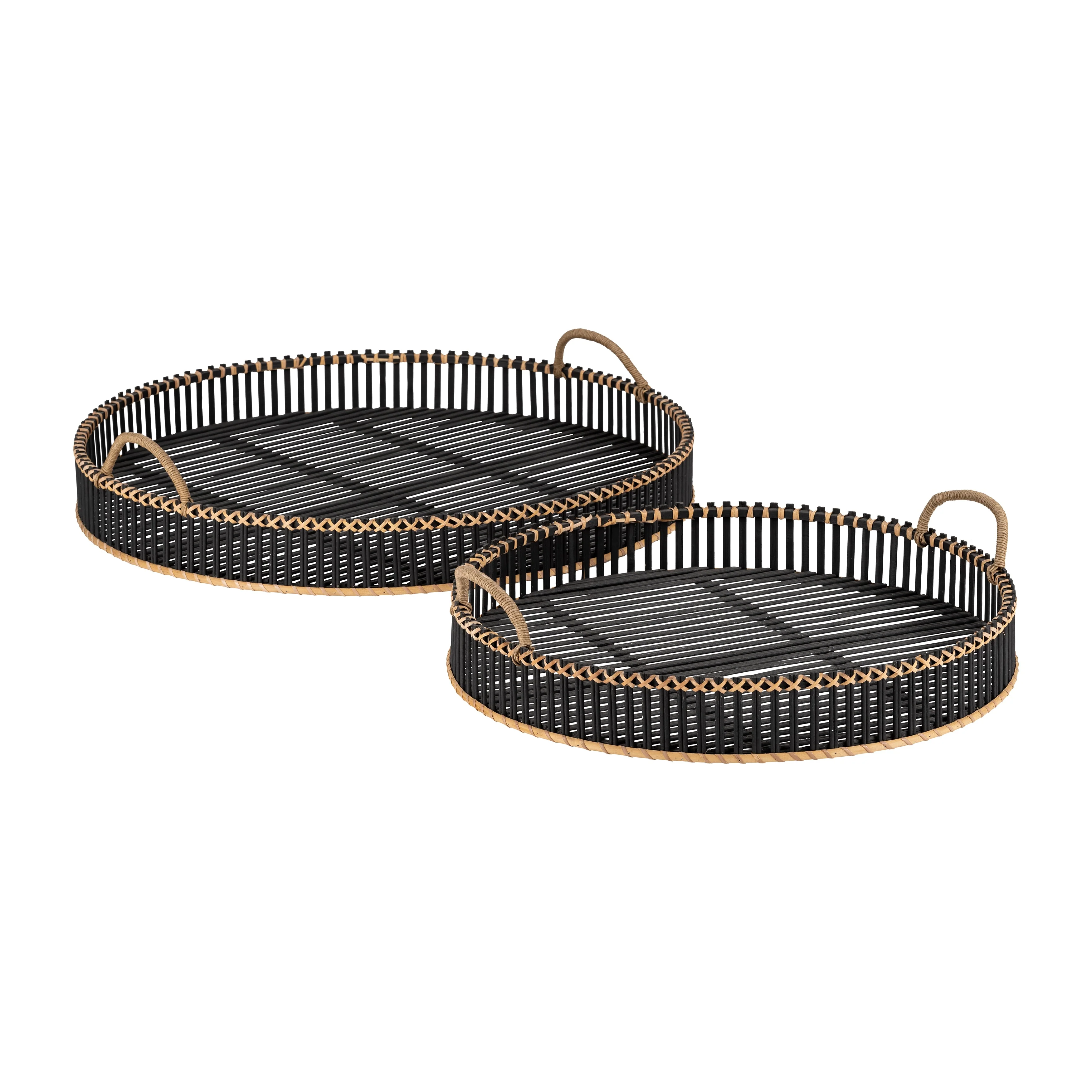 S/2 BAMBOO 24/30" ROUND TRAYS, BLACK - Image 12