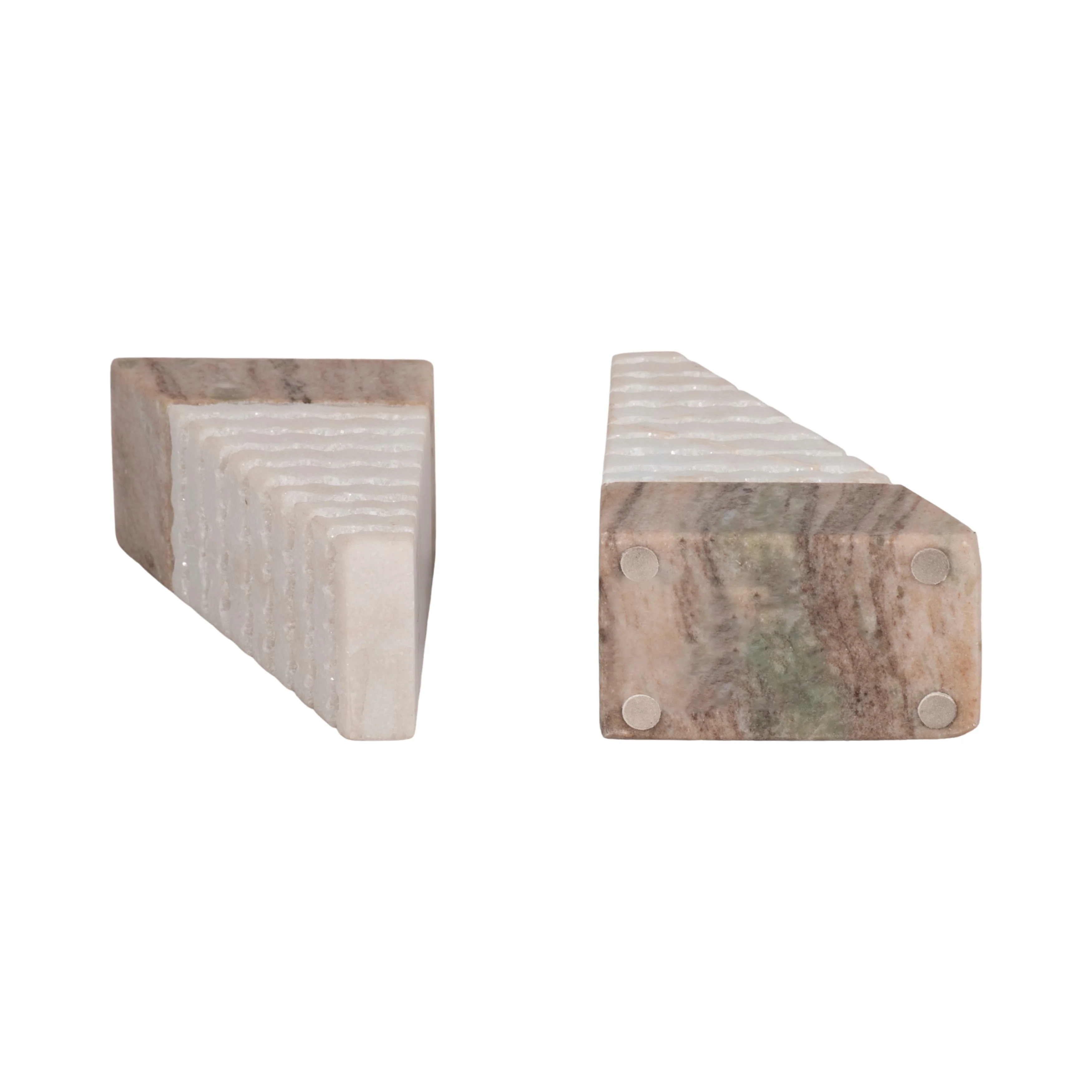 S/2 Marble 6"h Pyramid Bookends, White/onyx - Image 13