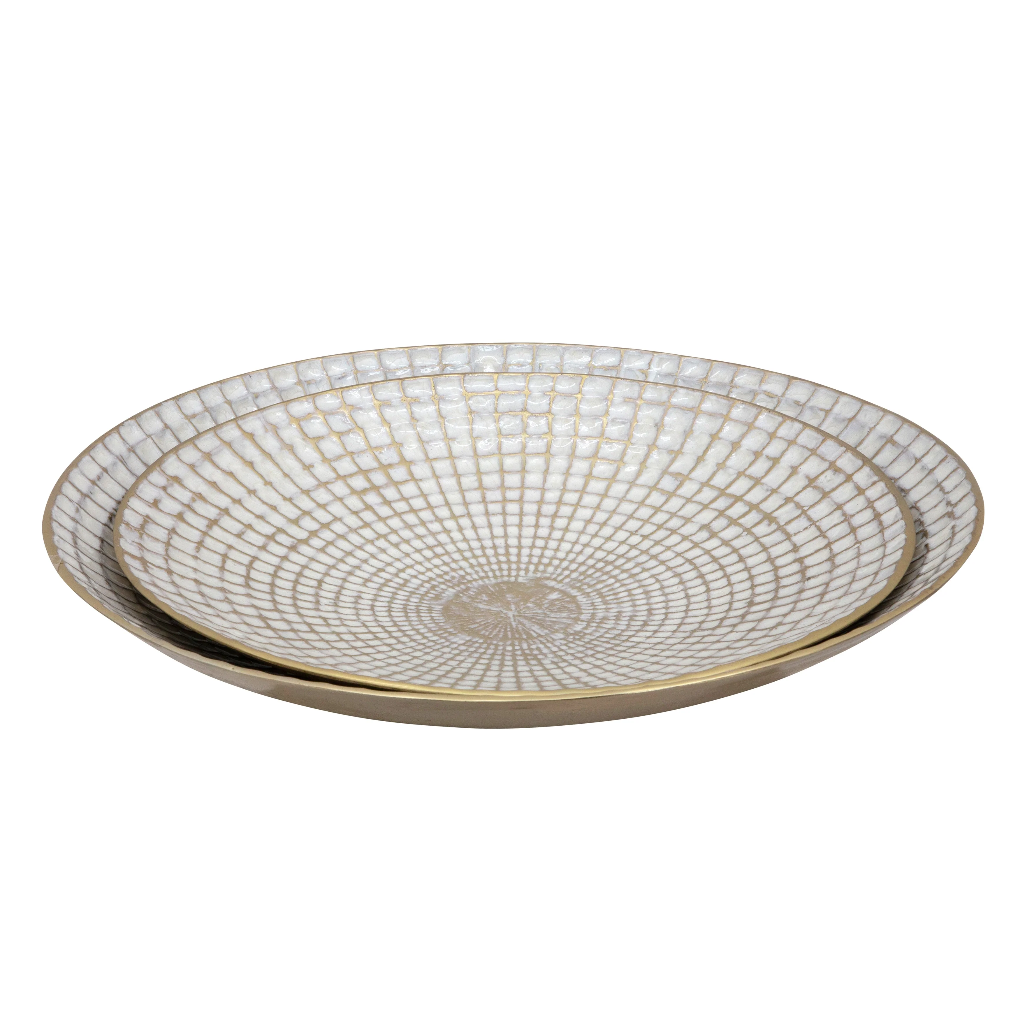 S/2 METAL 18/21" ROUND PLATES, IVORY/CHAMPAGNE - Image 4
