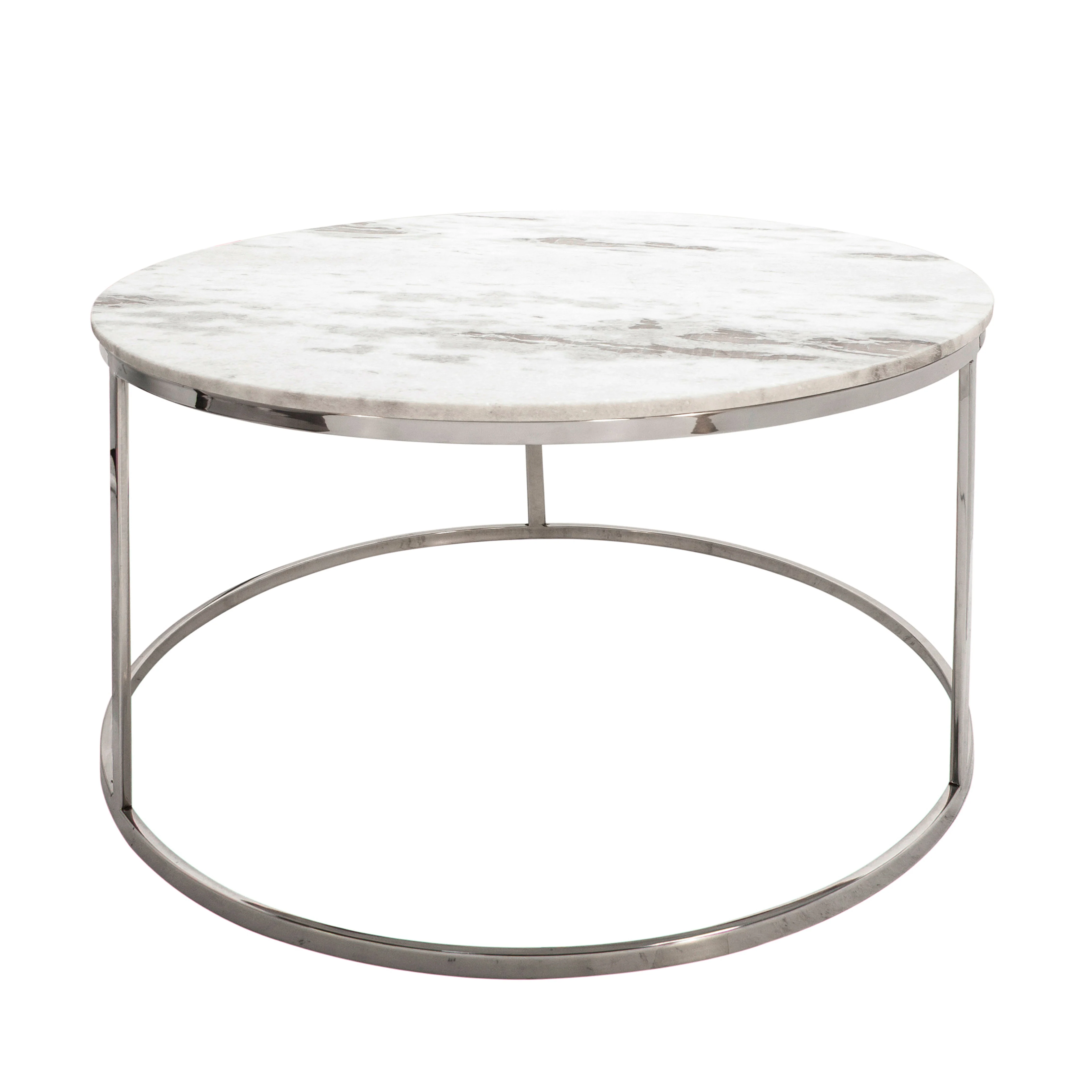 S/2 METAL/MARBLE COFFEE TABLE, SILVER - Image 3