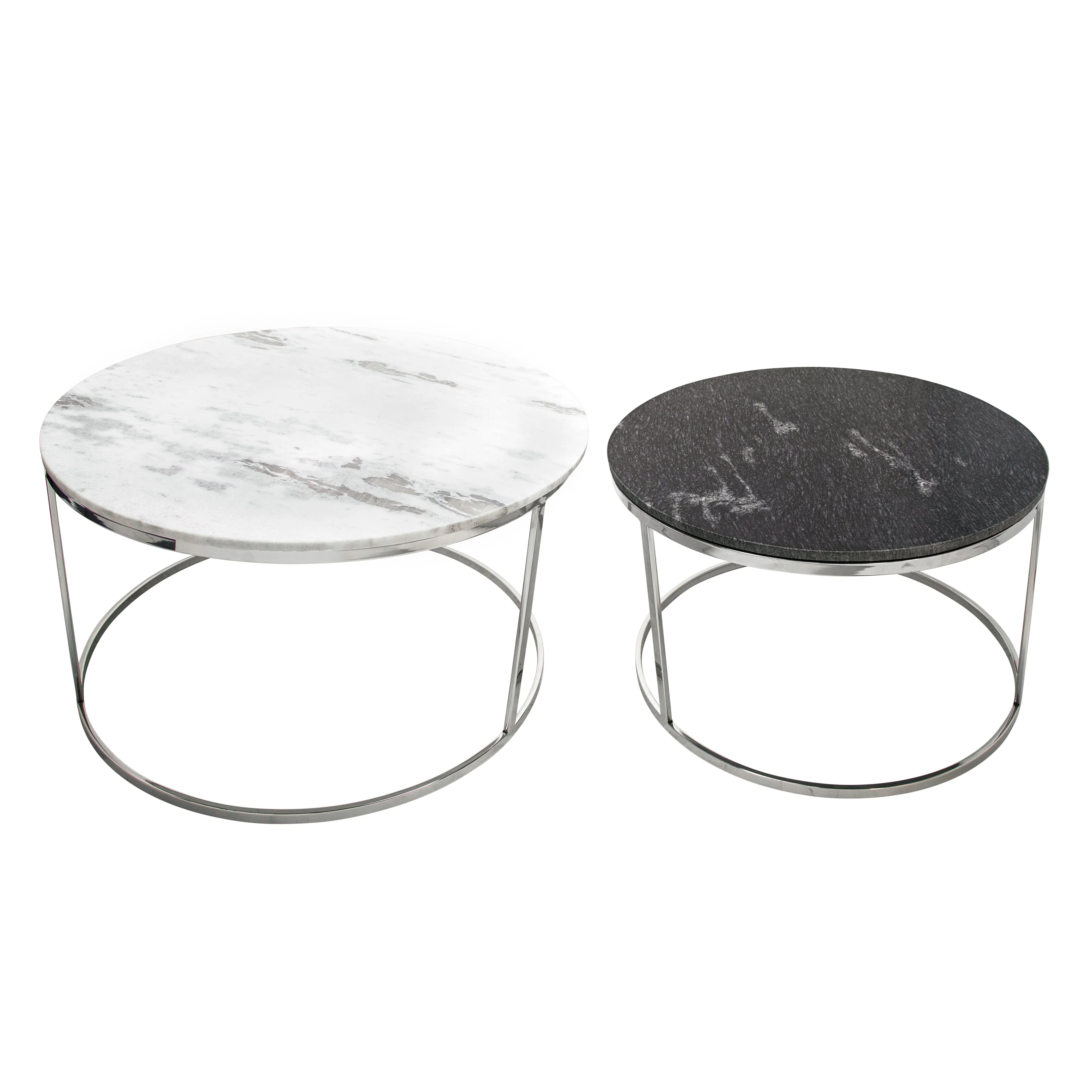 S/2 METAL/MARBLE COFFEE TABLE, SILVER - Image 5