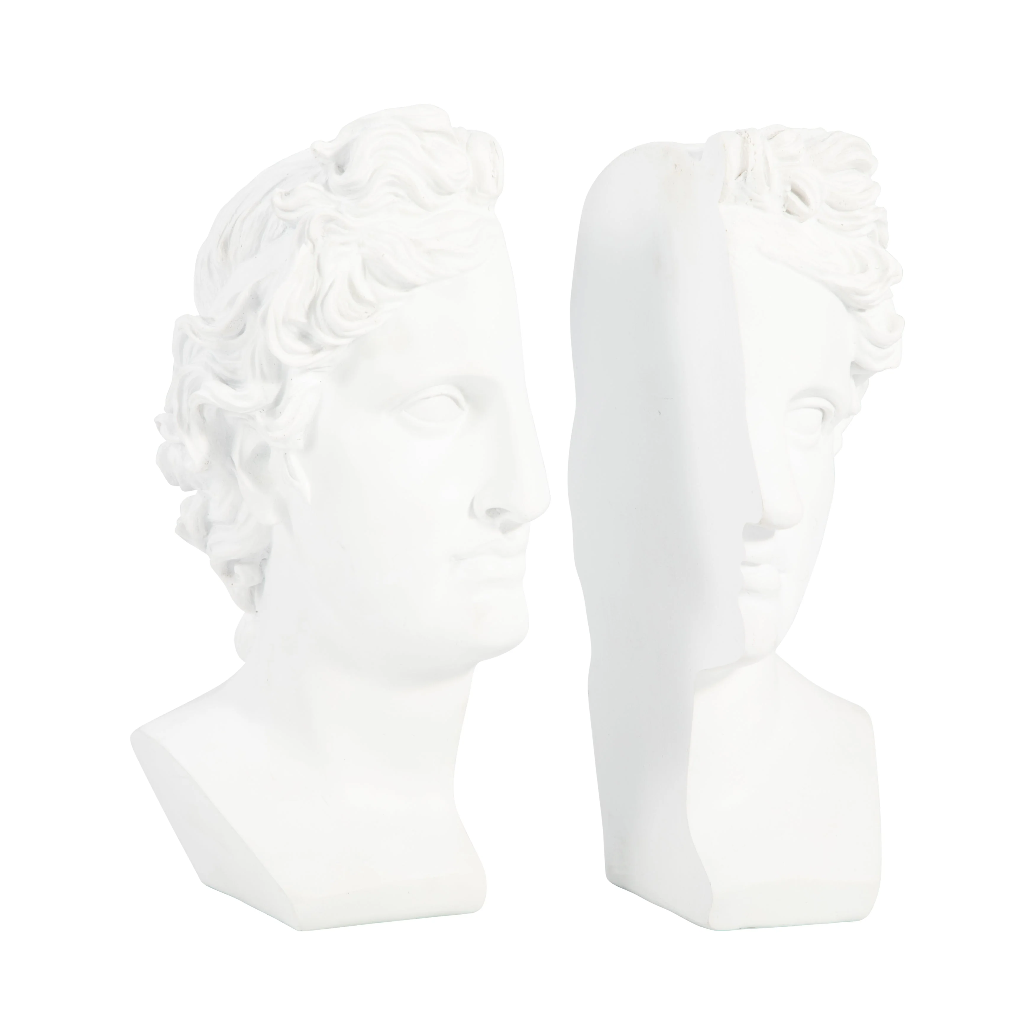 S/2 Resin, 9" Greek Goddess Bookends, White - Image 11