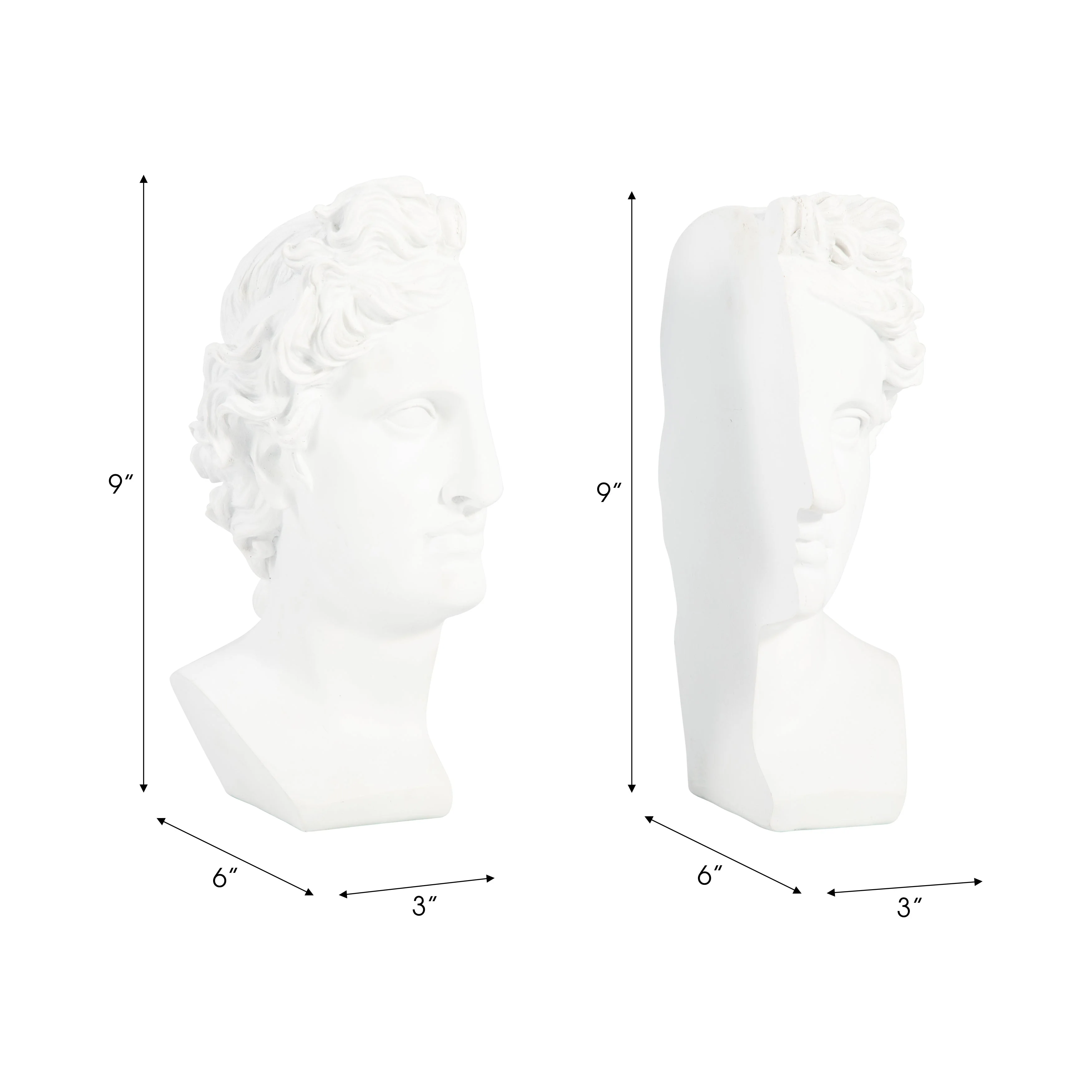 S/2 Resin, 9" Greek Goddess Bookends, White - Image 16