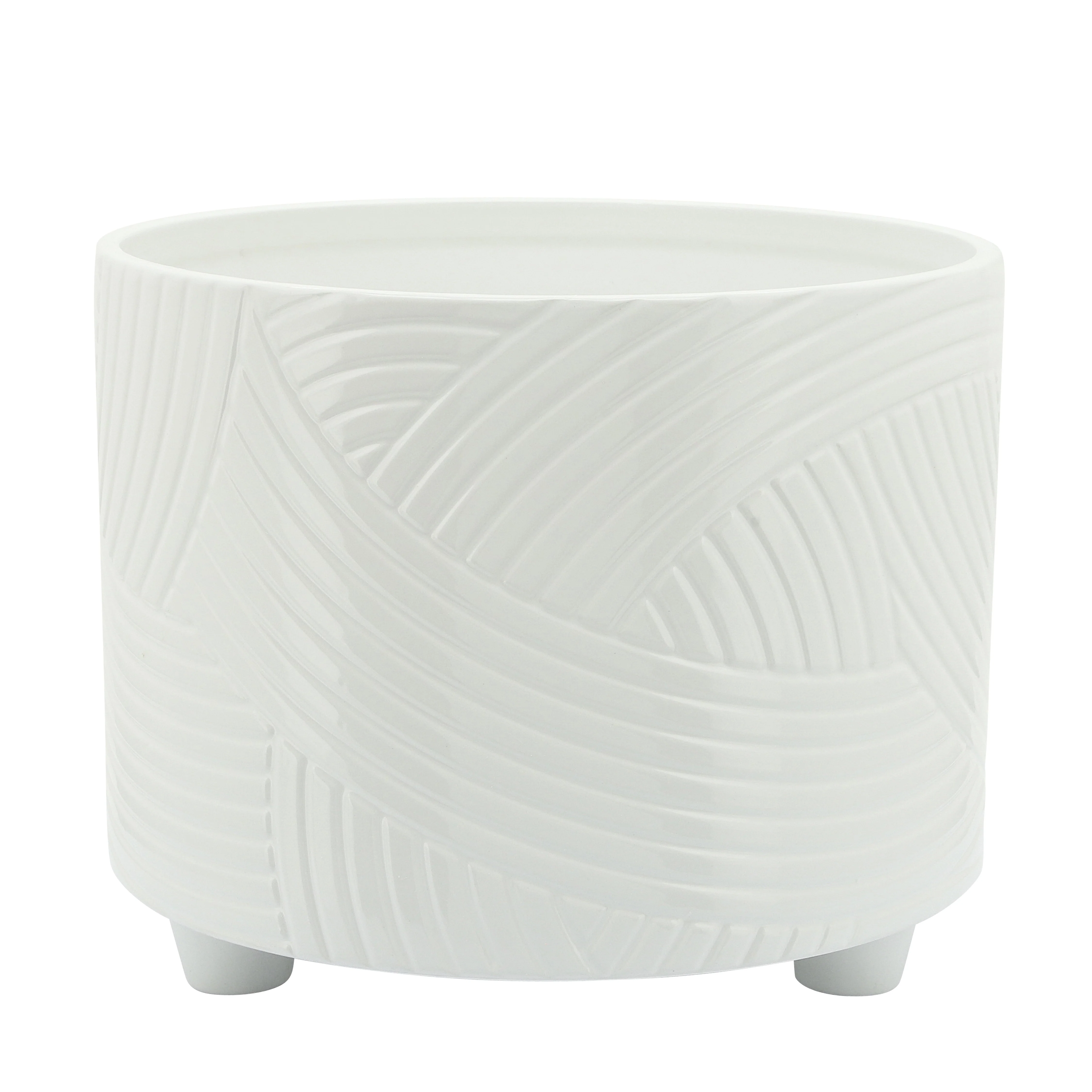 S/2 SWIRL FOOTED PLANTERS 10/12" , WHITE - Image 2