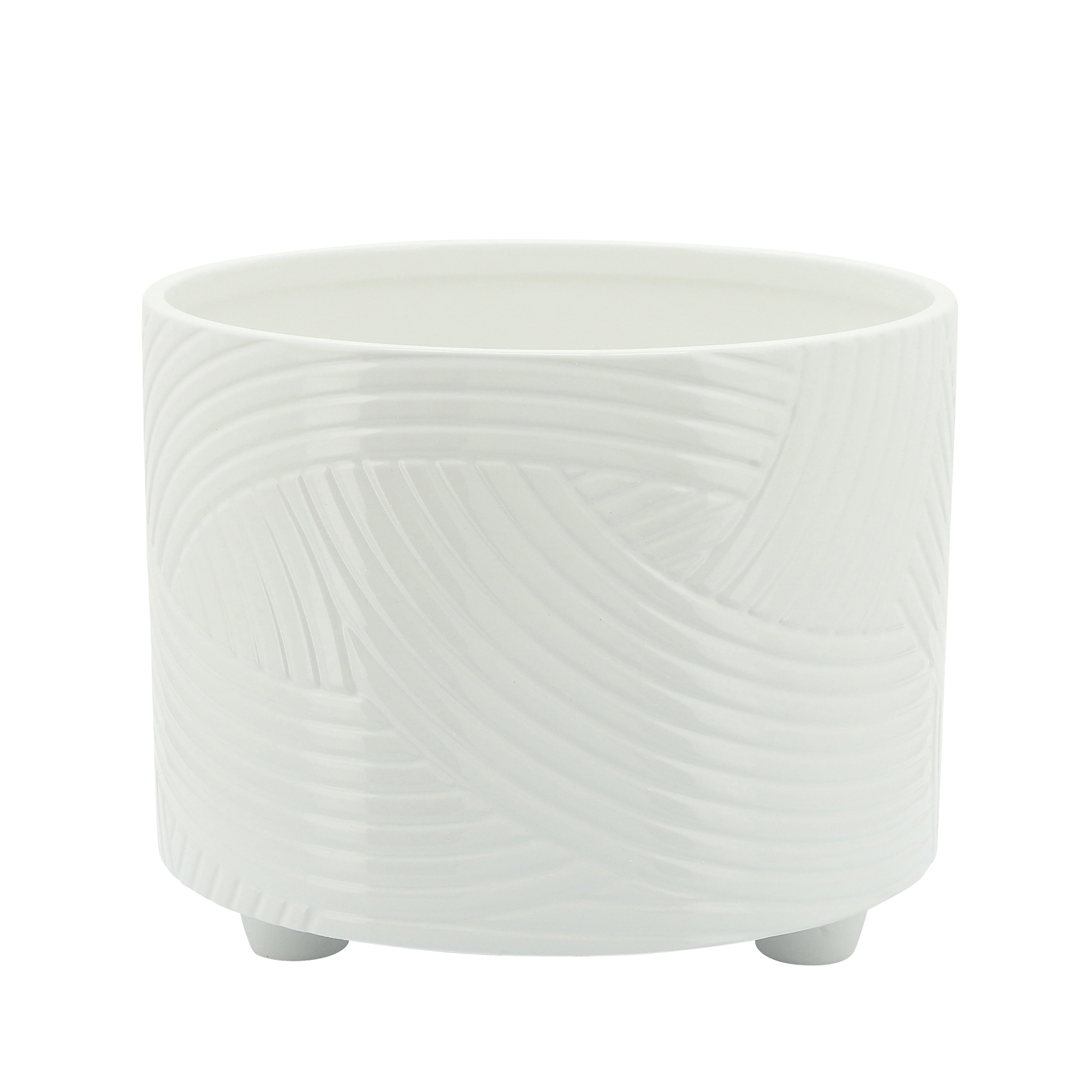 S/2 SWIRL FOOTED PLANTERS 10/12" , WHITE - Image 3
