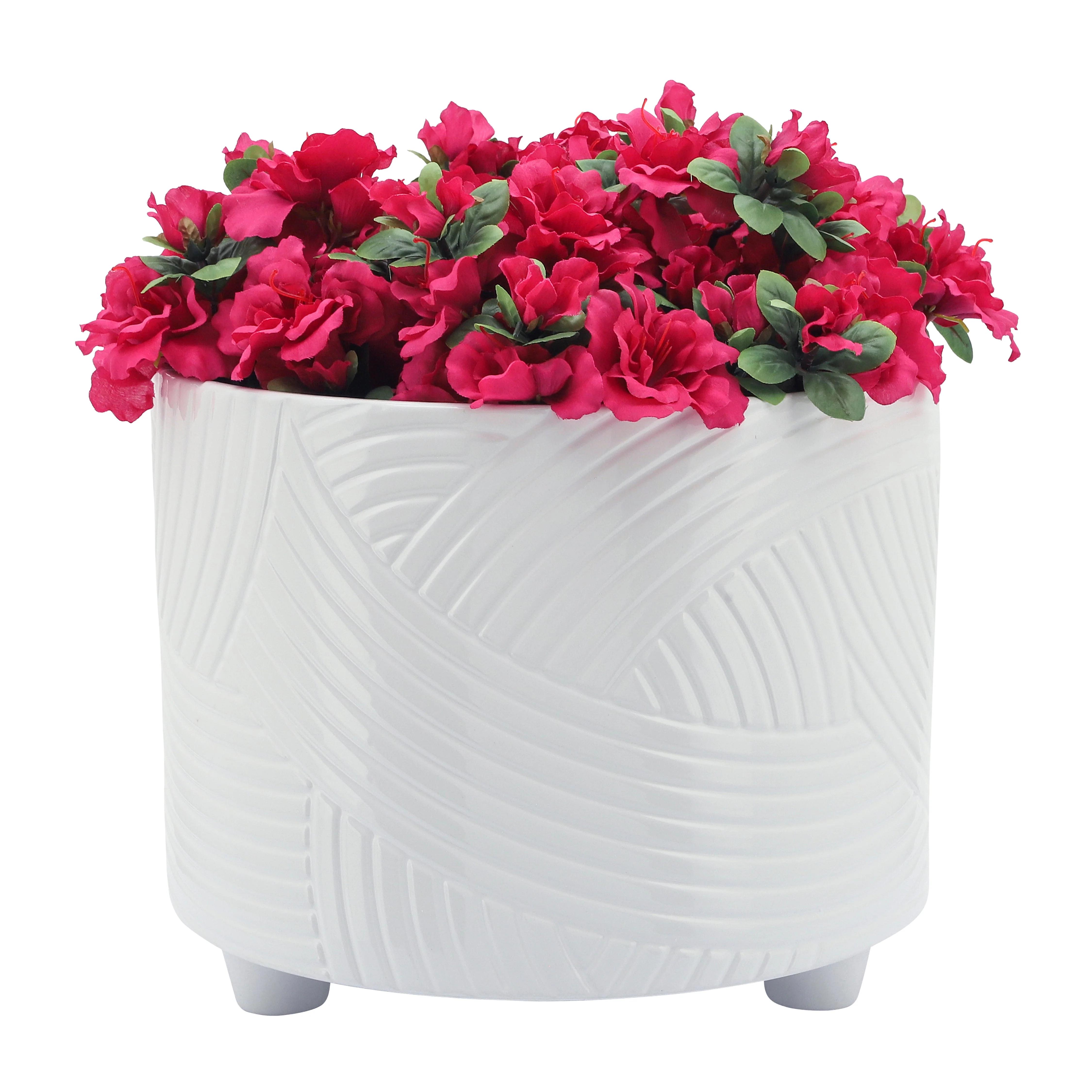 S/2 SWIRL FOOTED PLANTERS 10/12" , WHITE - Image 4
