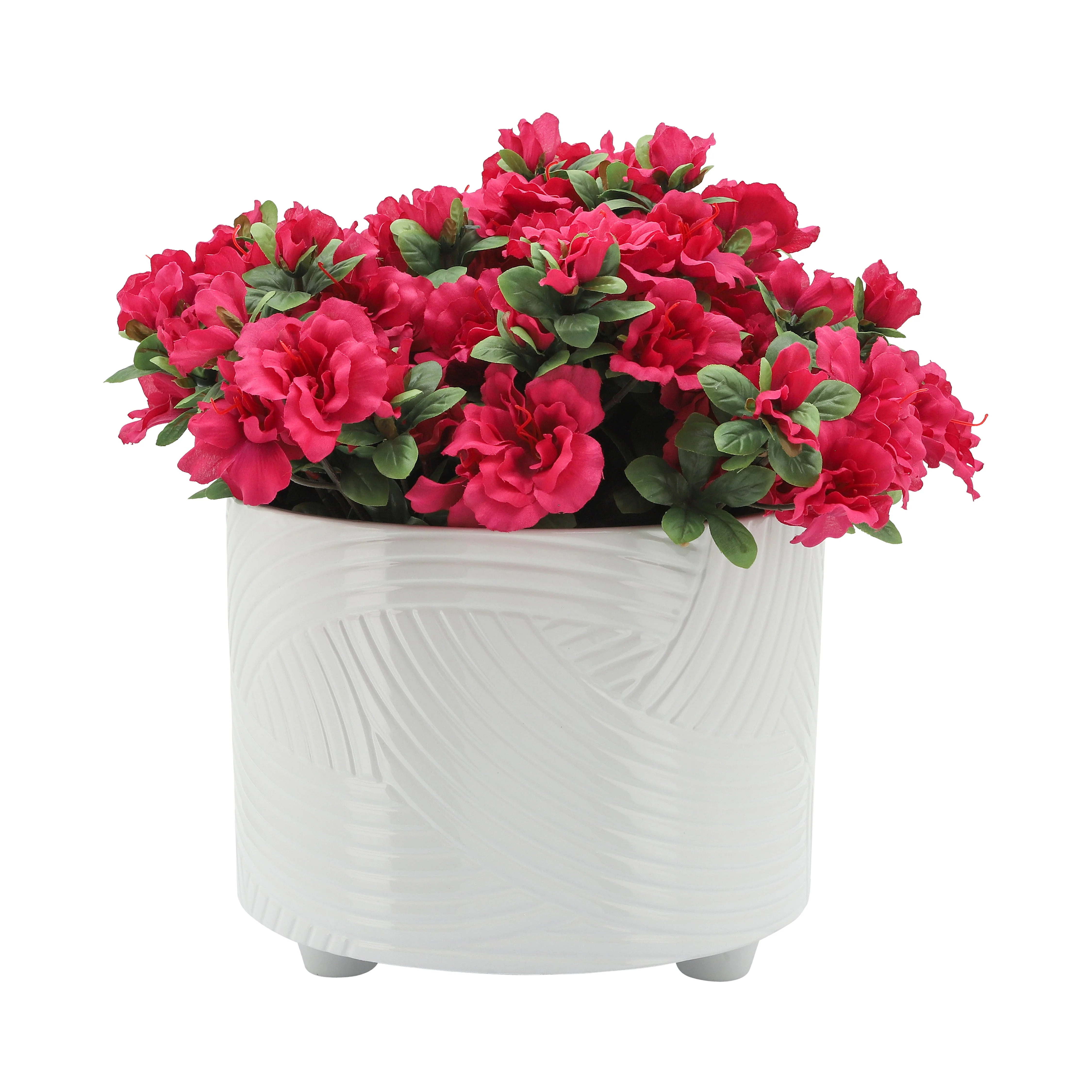 S/2 SWIRL FOOTED PLANTERS 10/12" , WHITE - Image 5