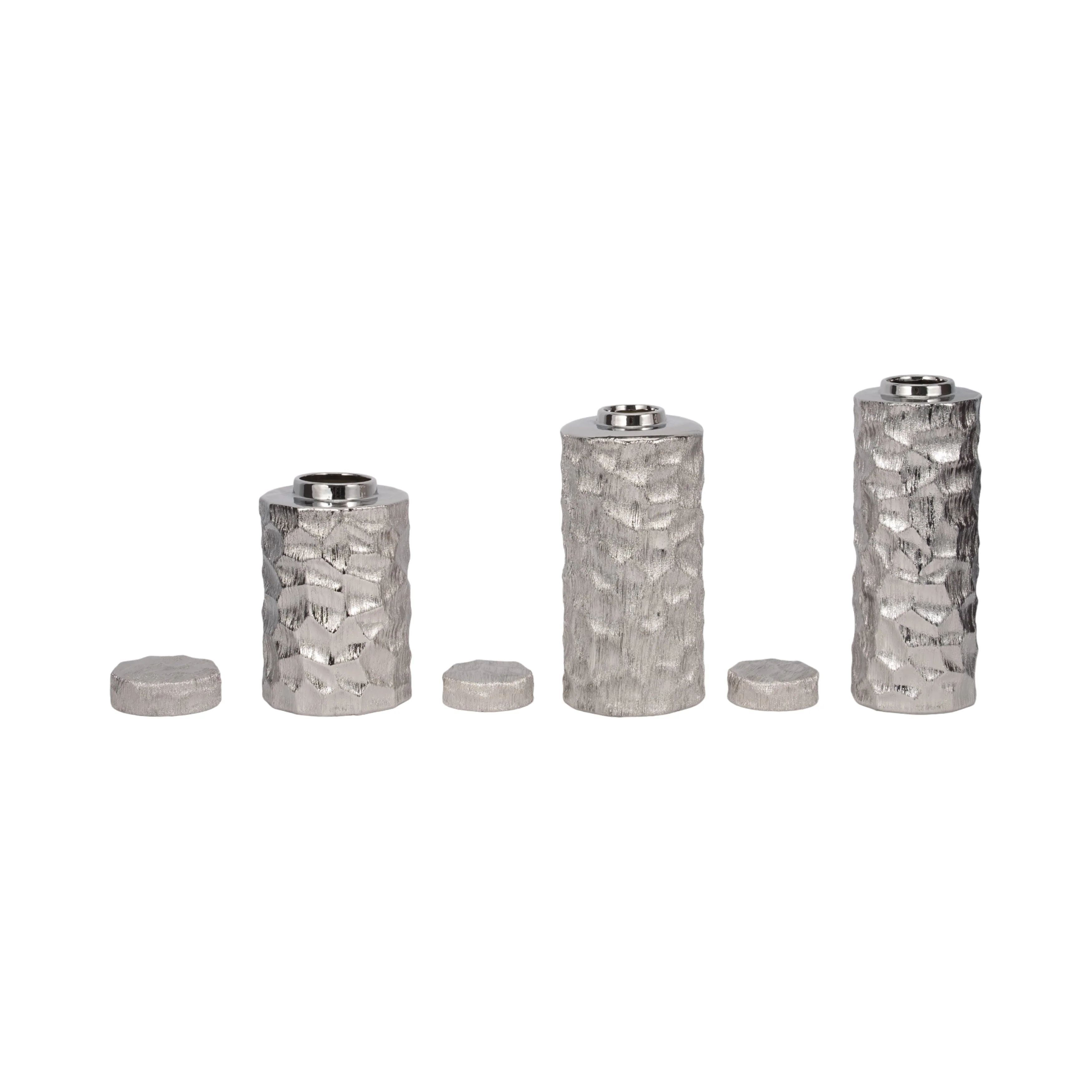 S/3 10/13/14" Anita Silver Ceramic Lidded Jars - Image 12