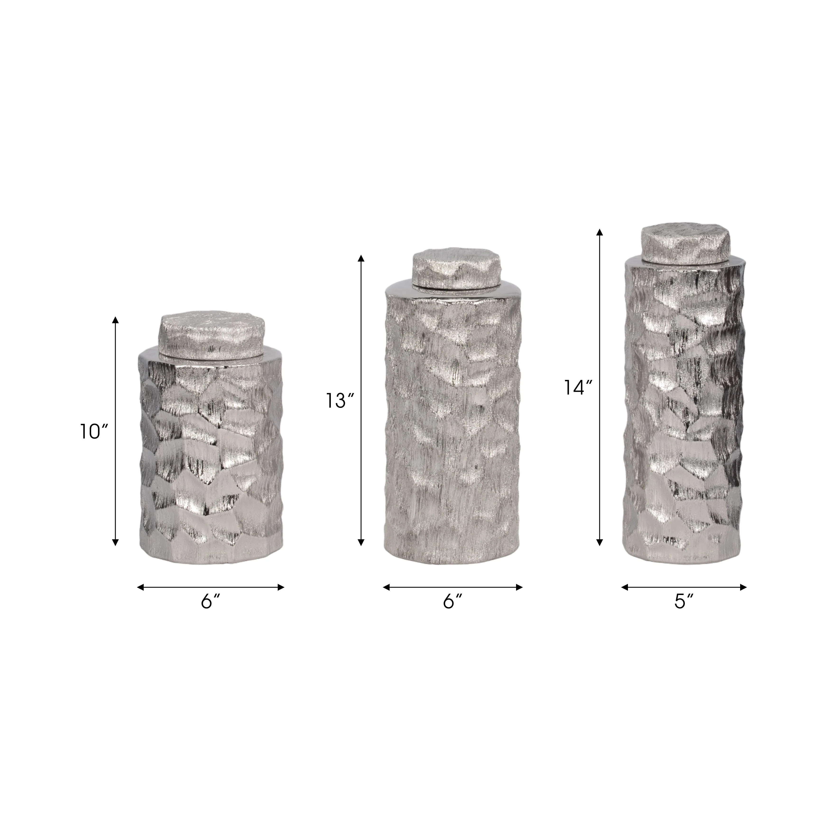 S/3 10/13/14" Anita Silver Ceramic Lidded Jars - Image 17