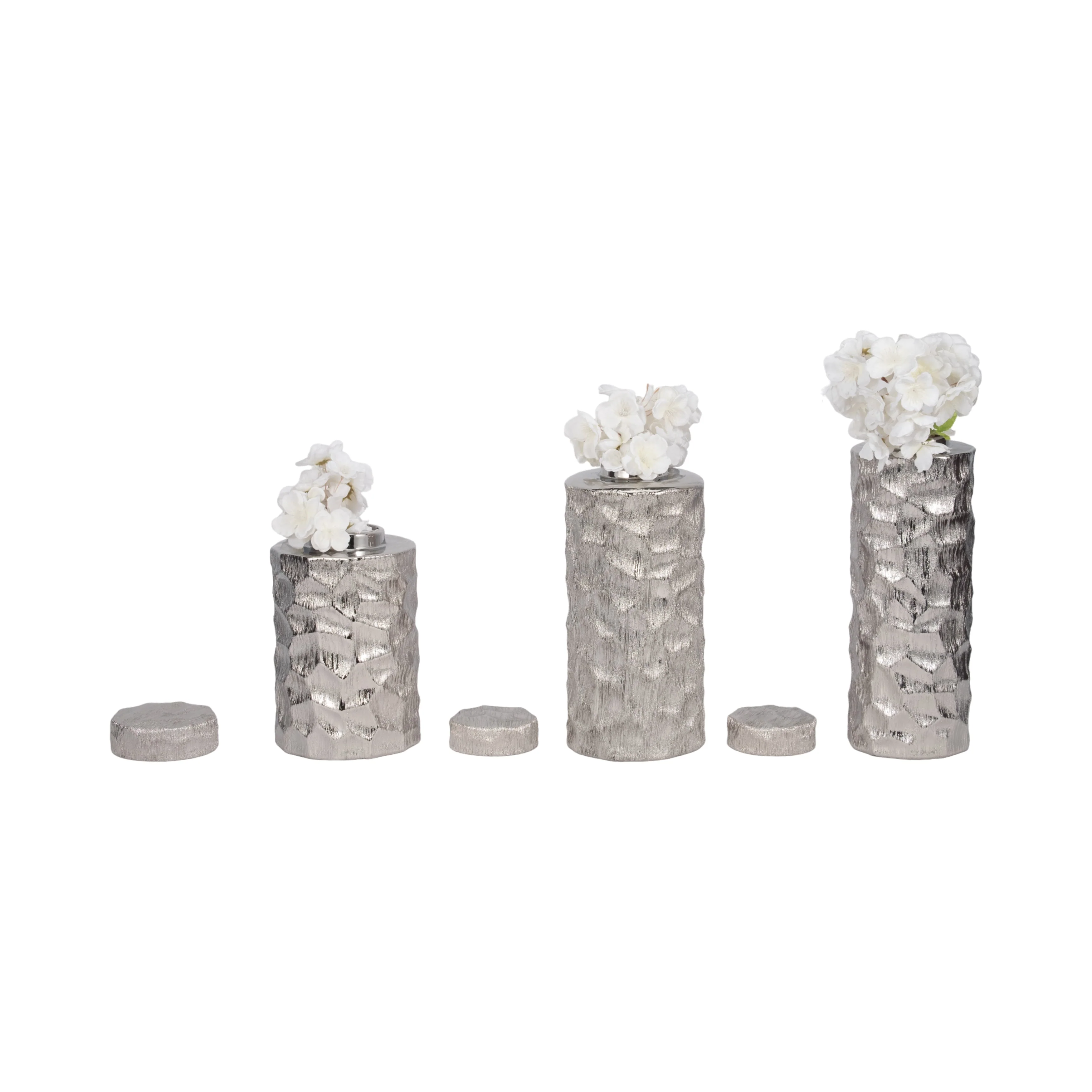 S/3 10/13/14" Anita Silver Ceramic Lidded Jars - Image 2