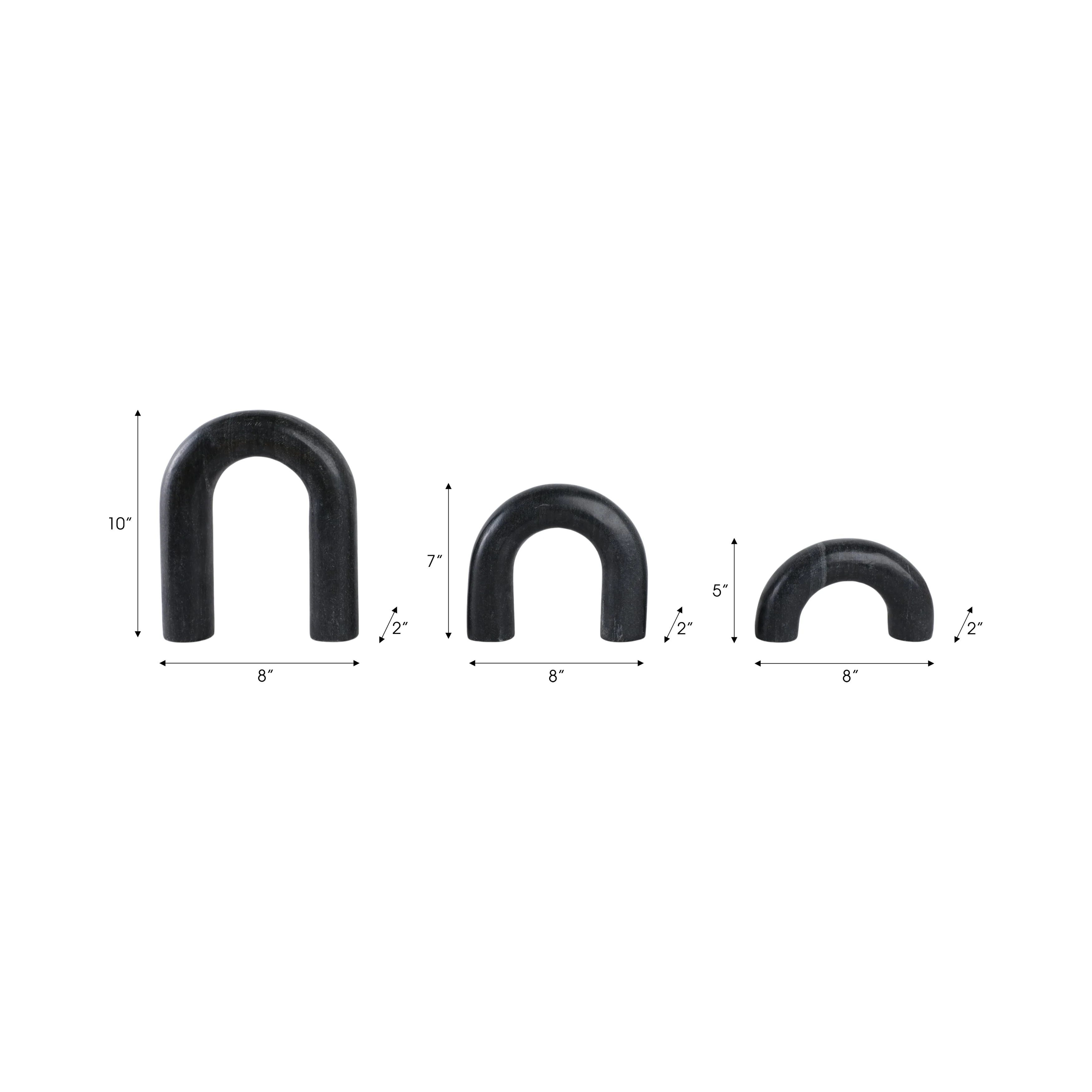 S/3 10" Walton Black Marble Arches - Image 10