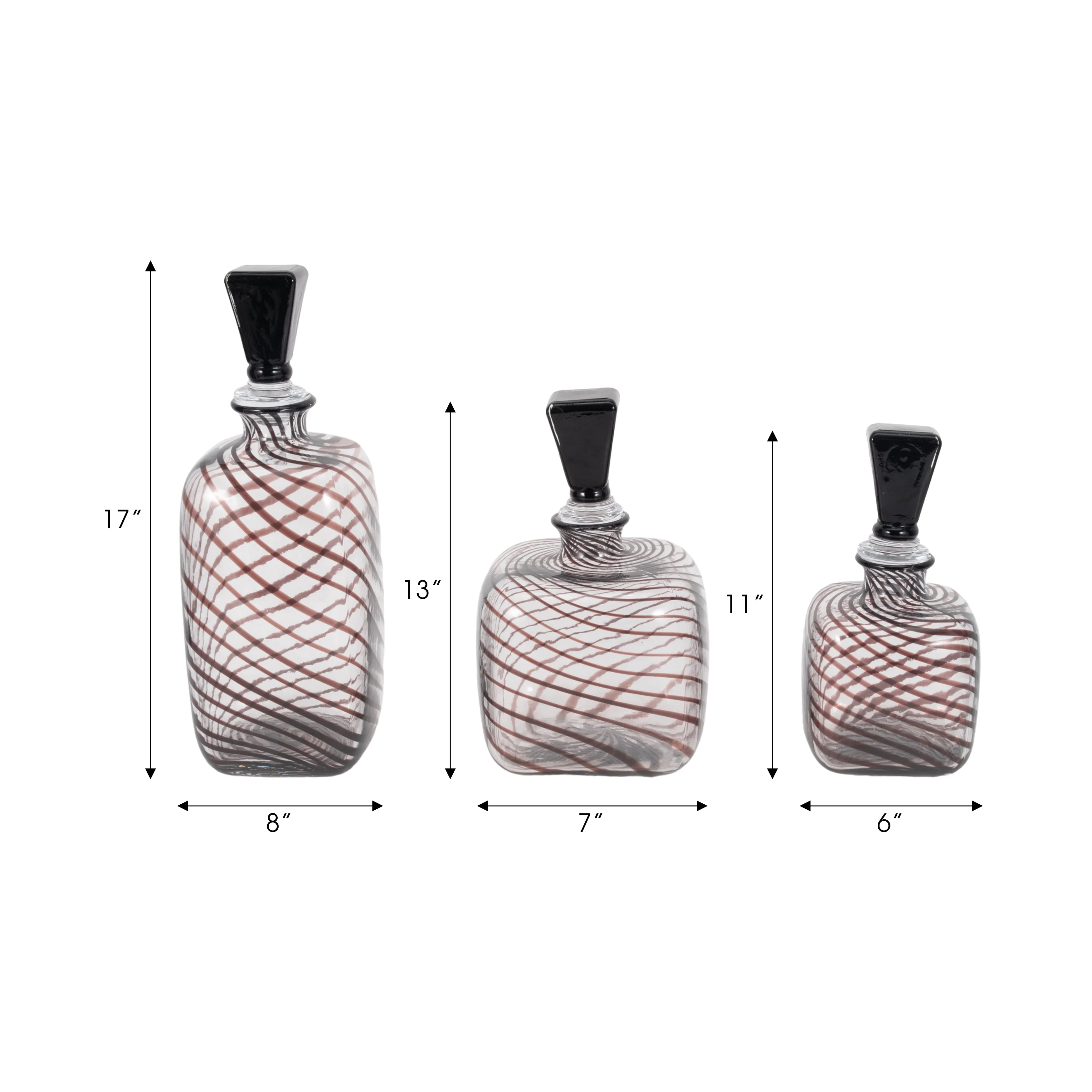 S/3 11/13/17" Lilou Art Glass Bottles W/ Stopper, - Image 8