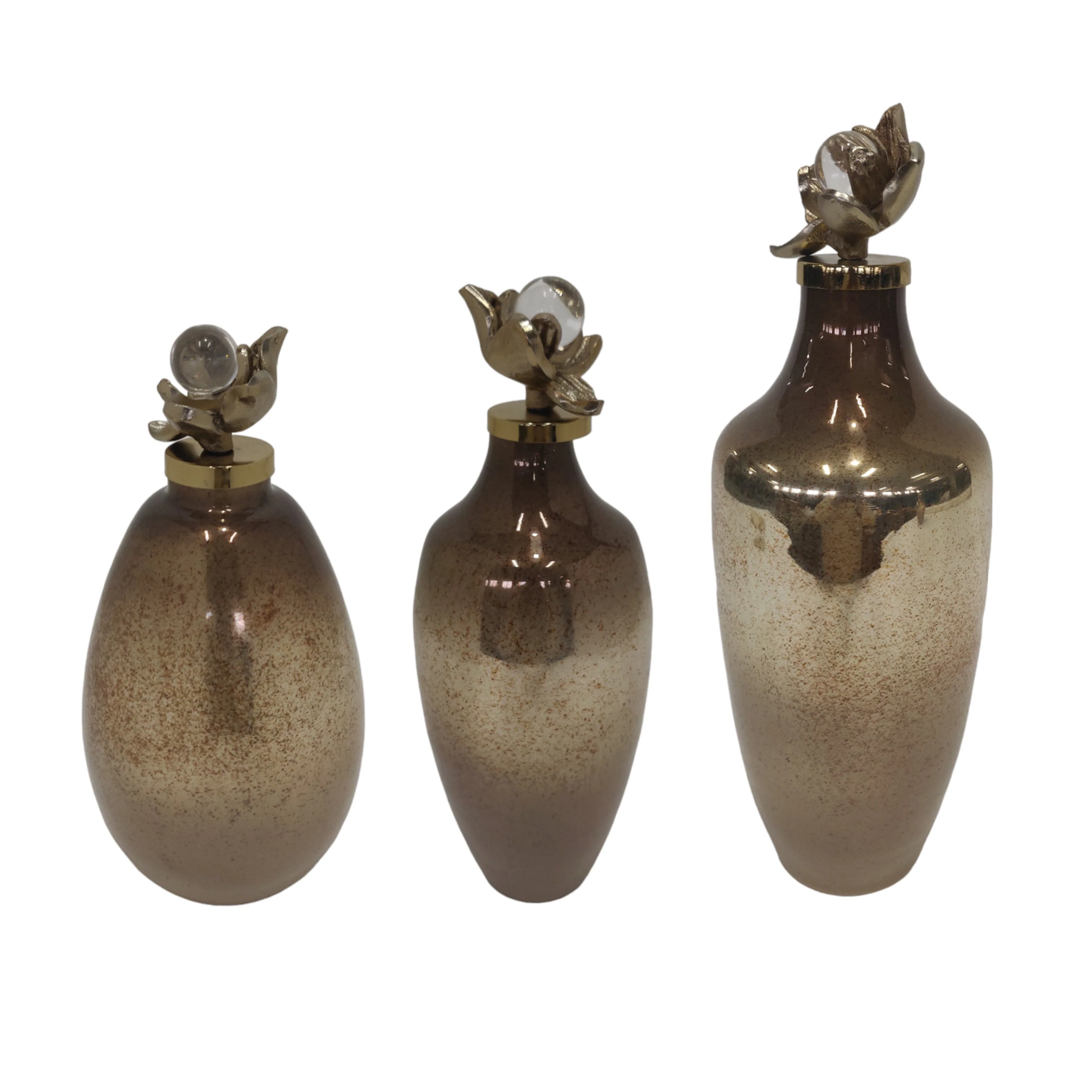 S/3 12/13/18"quincy Glss Bttles W/metal Flwr Toppr - Image 7
