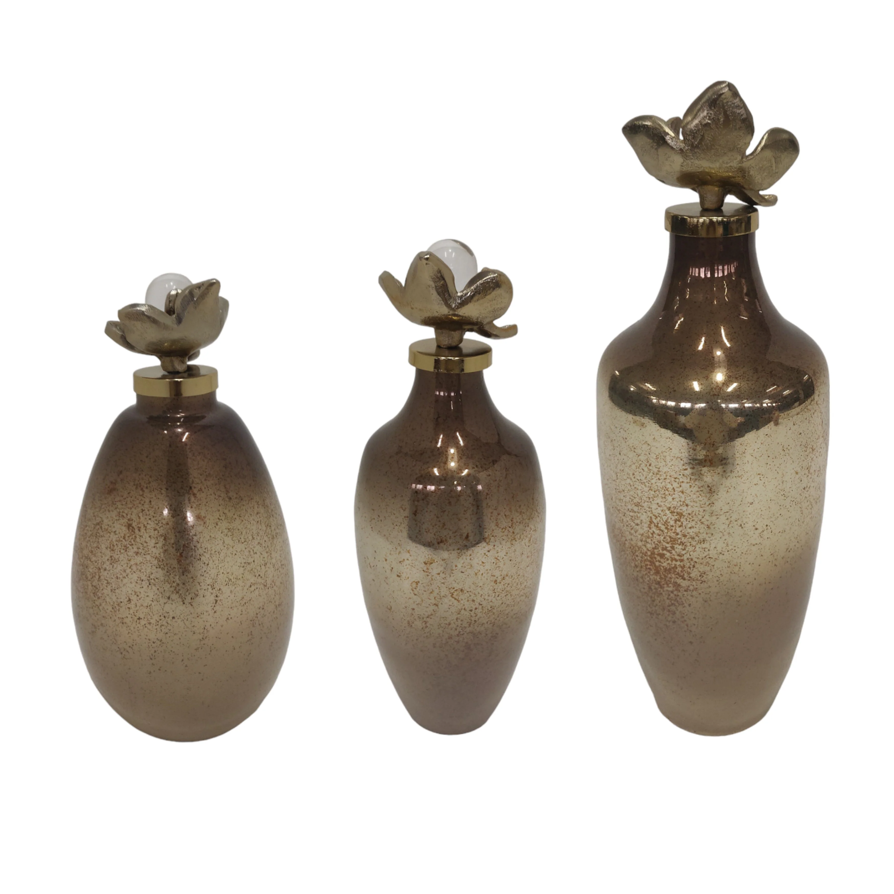 S/3 12/13/18"quincy Glss Bttles W/metal Flwr Toppr - Image 8