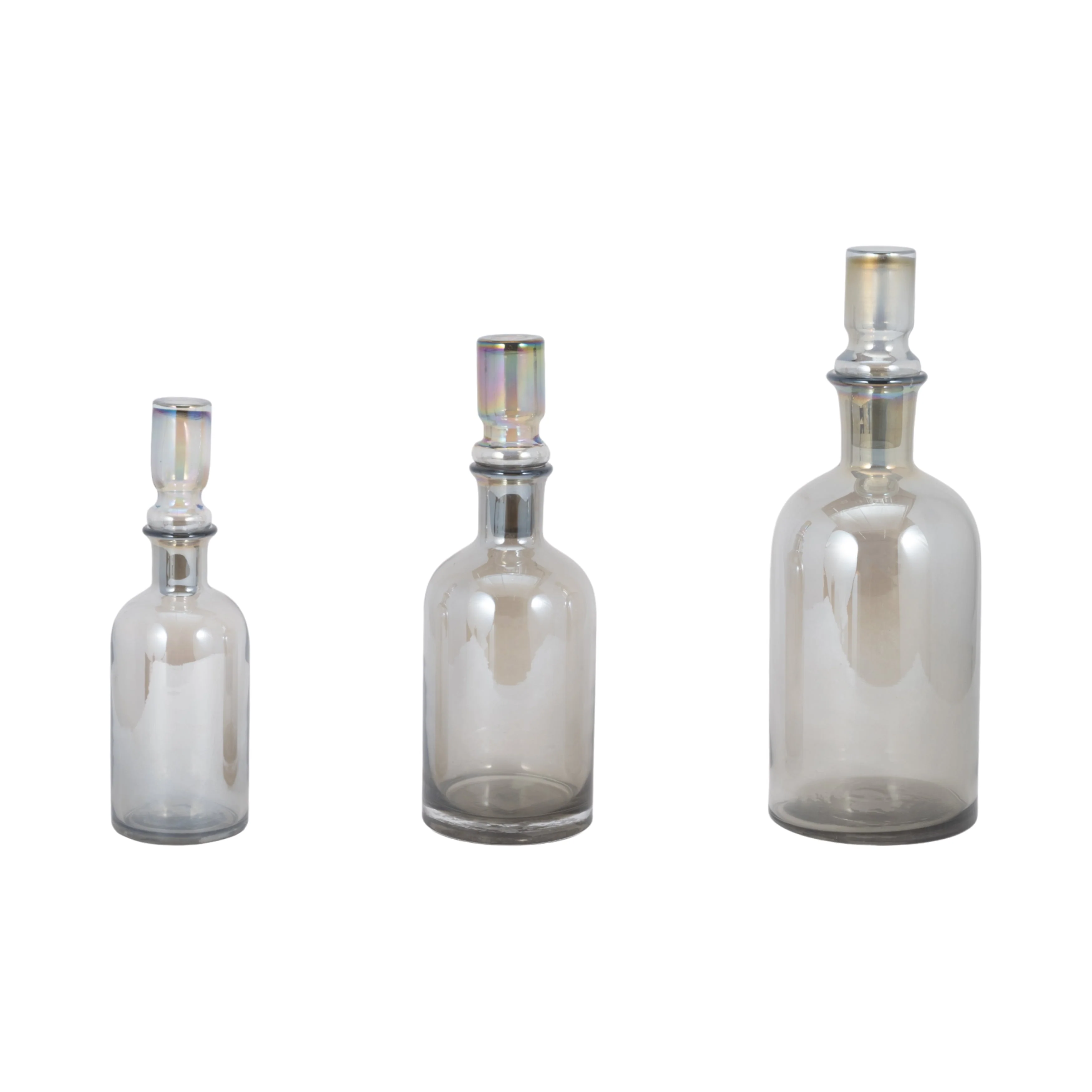 S/3 13/14/16" Callum Gray Glass Bottles, Gray - Image 10