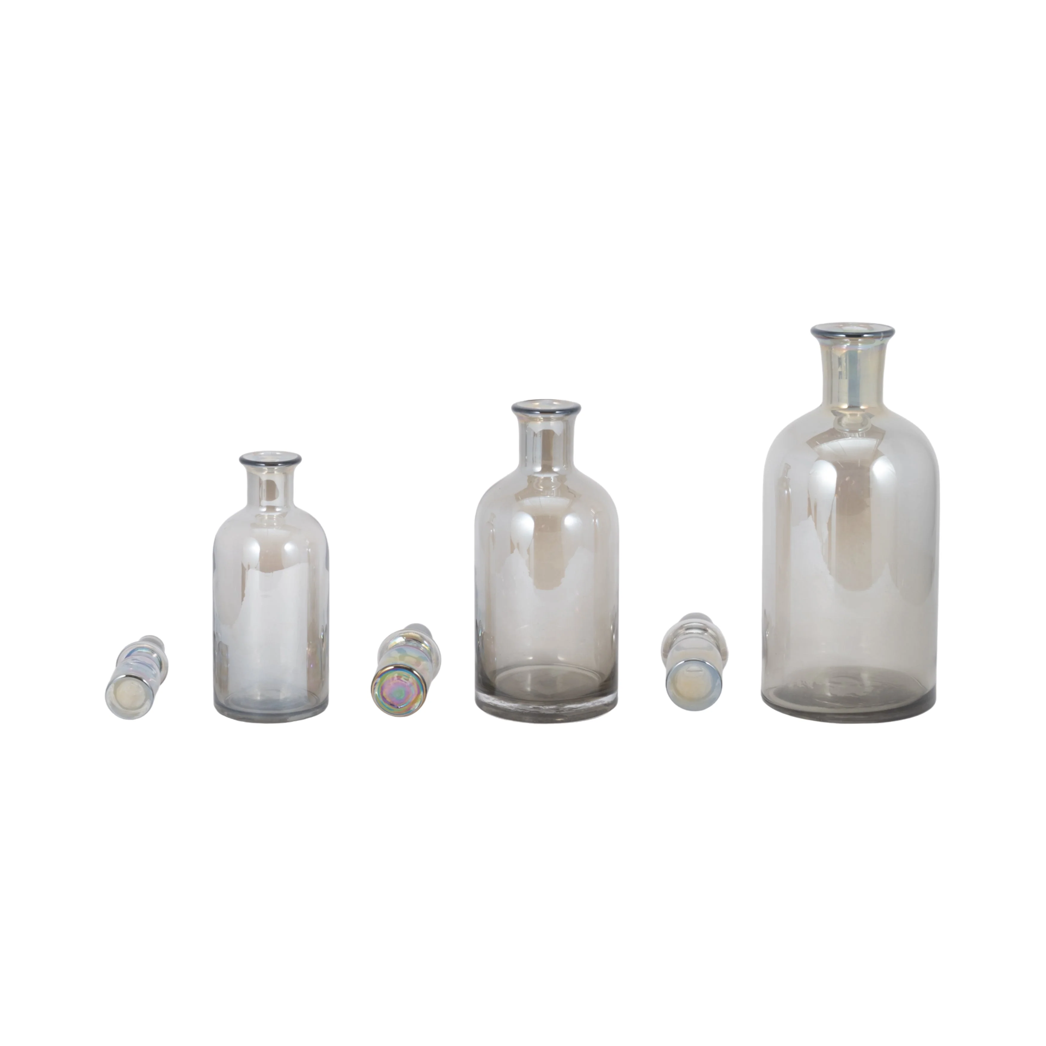 S/3 13/14/16" Callum Gray Glass Bottles, Gray - Image 12