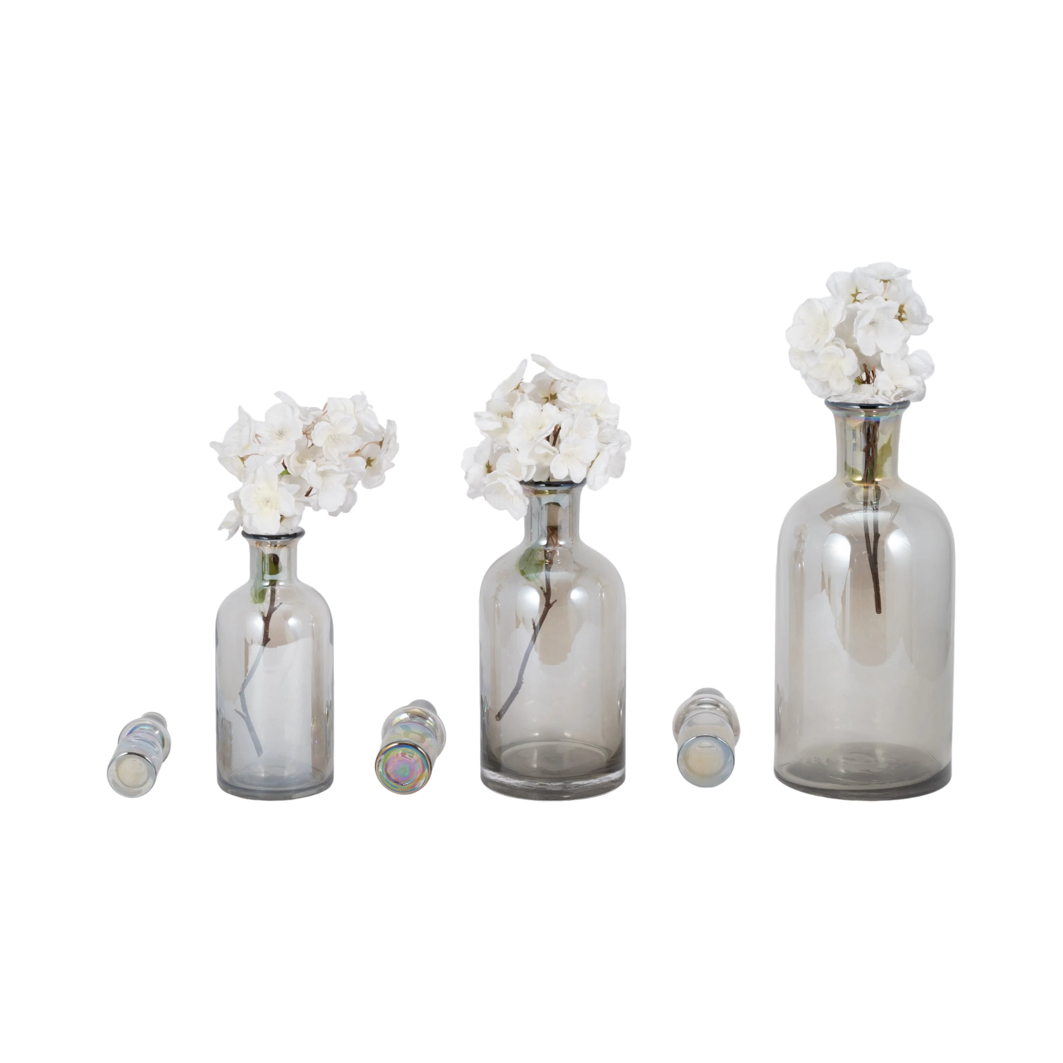 S/3 13/14/16" Callum Gray Glass Bottles, Gray - Image 13