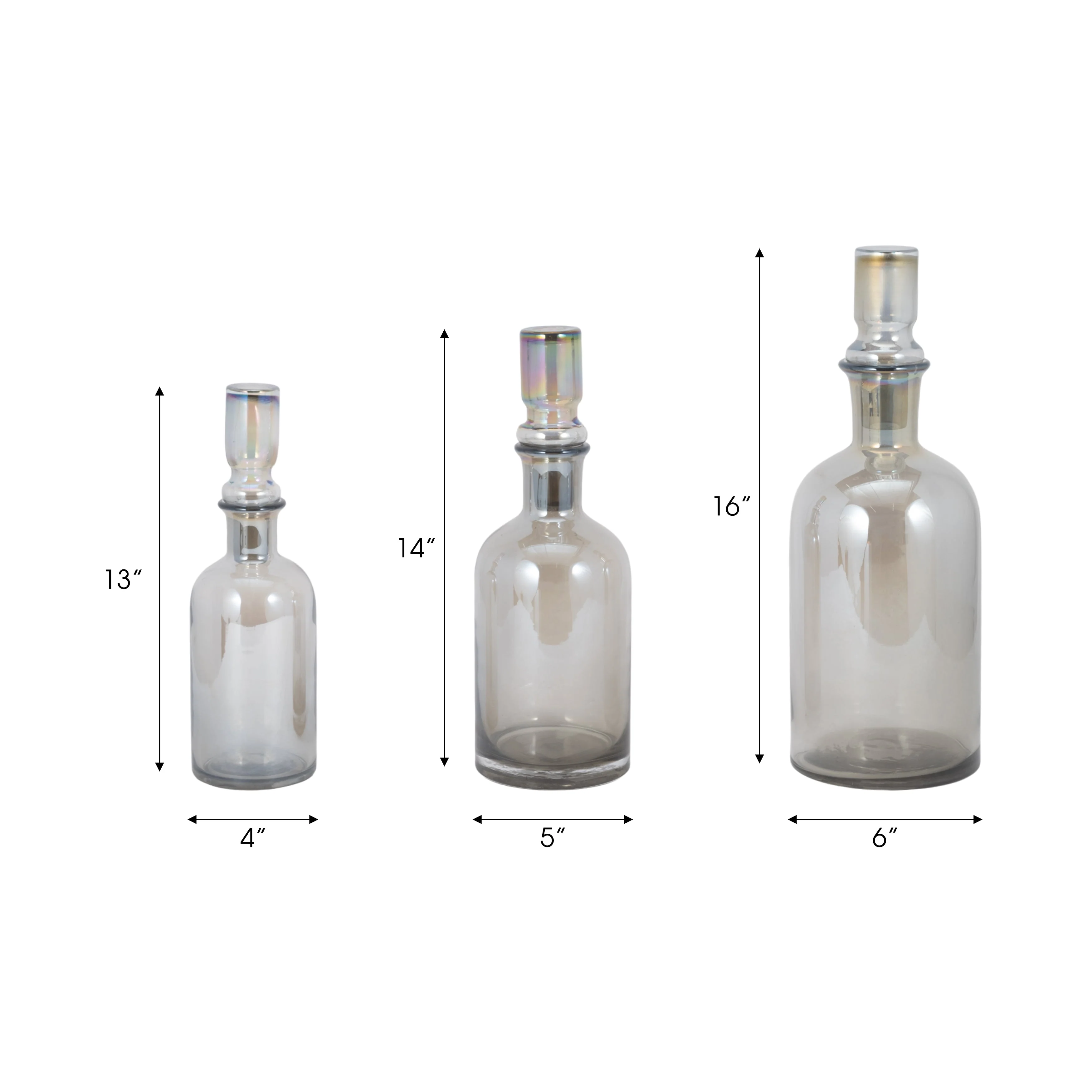 S/3 13/14/16" Callum Gray Glass Bottles, Gray - Image 17