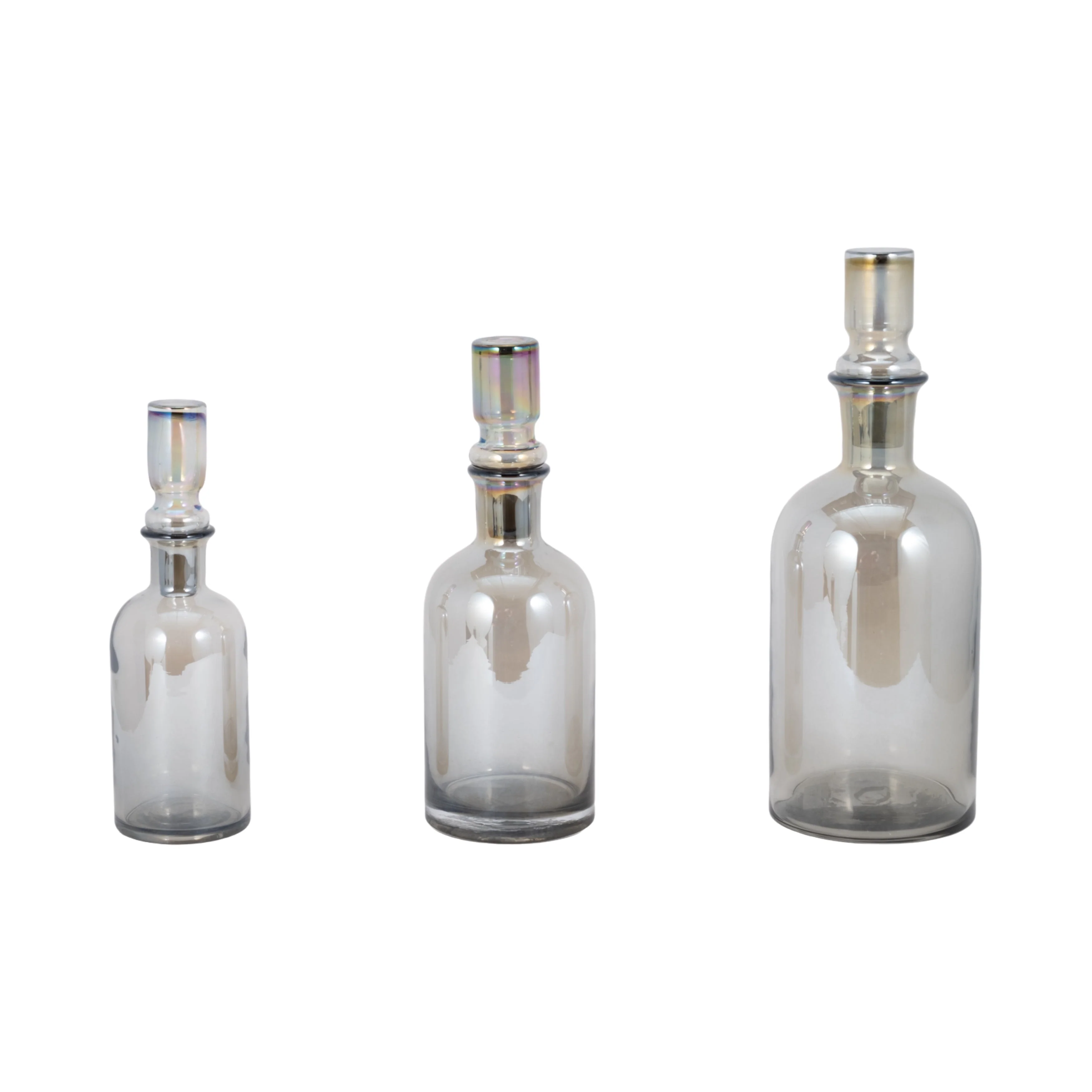 S/3 13/14/16" Callum Gray Glass Bottles, Gray - Image 2