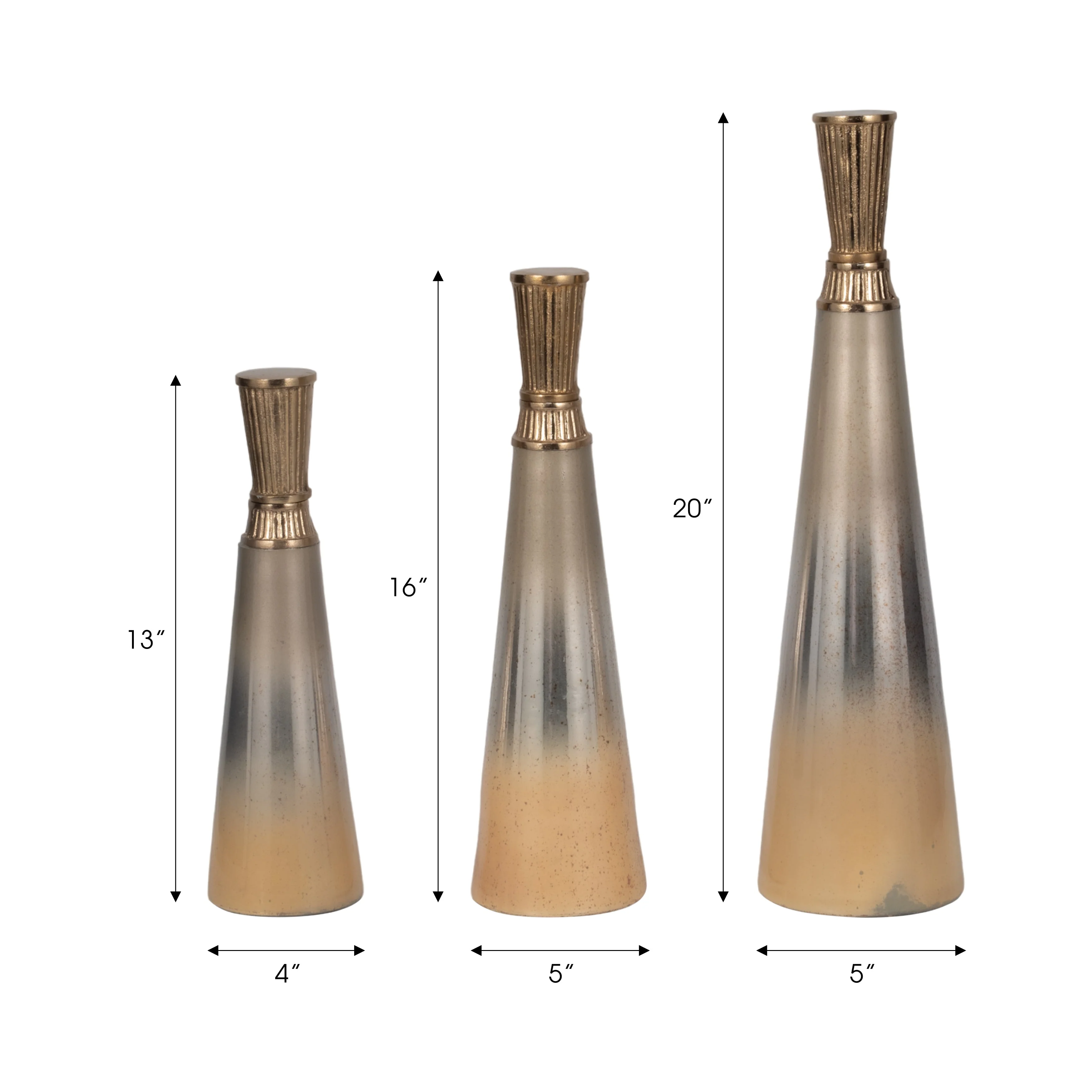 S/3 13/16/20" Tanet Metallic Glass Bottles - Image 18