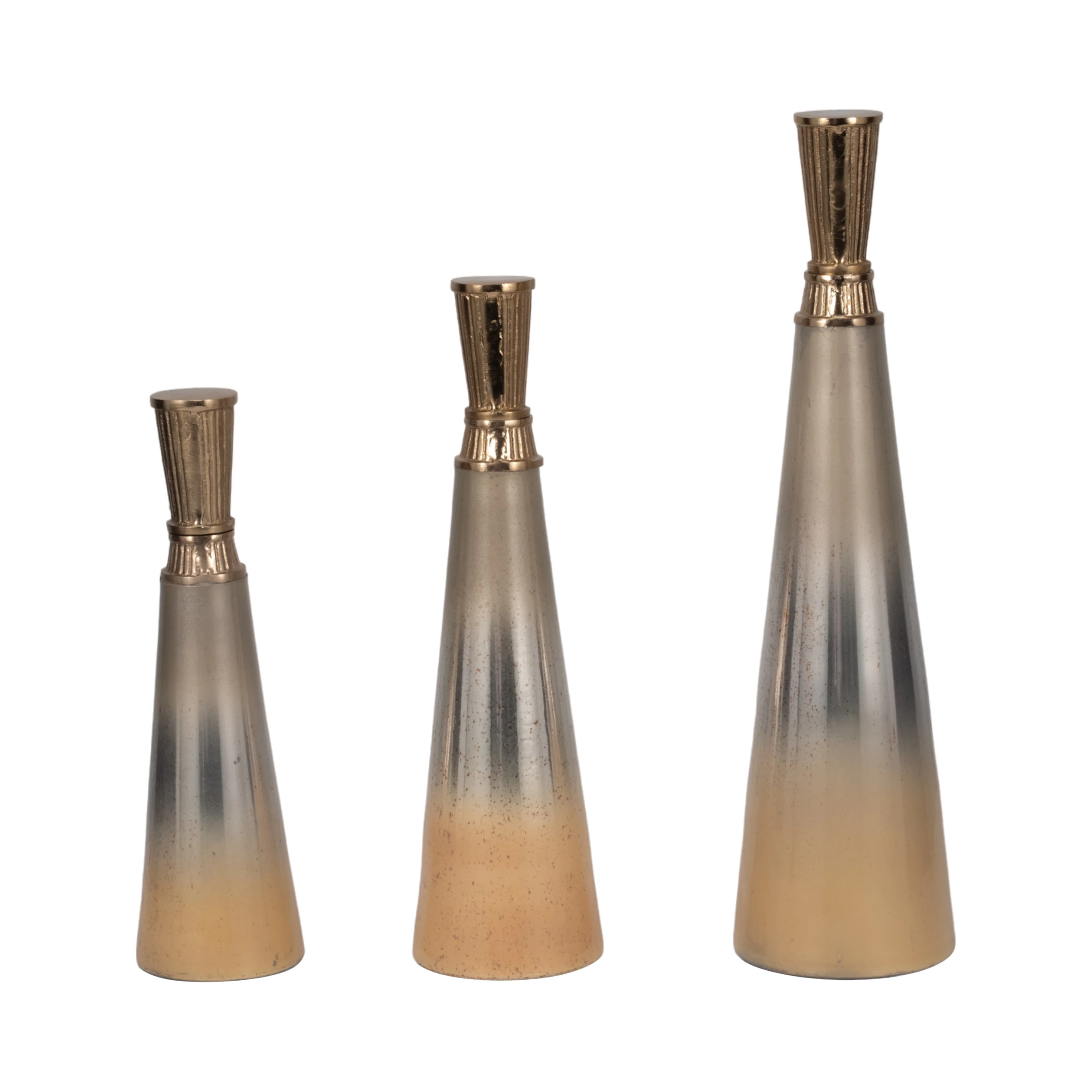S/3 13/16/20" Tanet Metallic Glass Bottles - Image 3