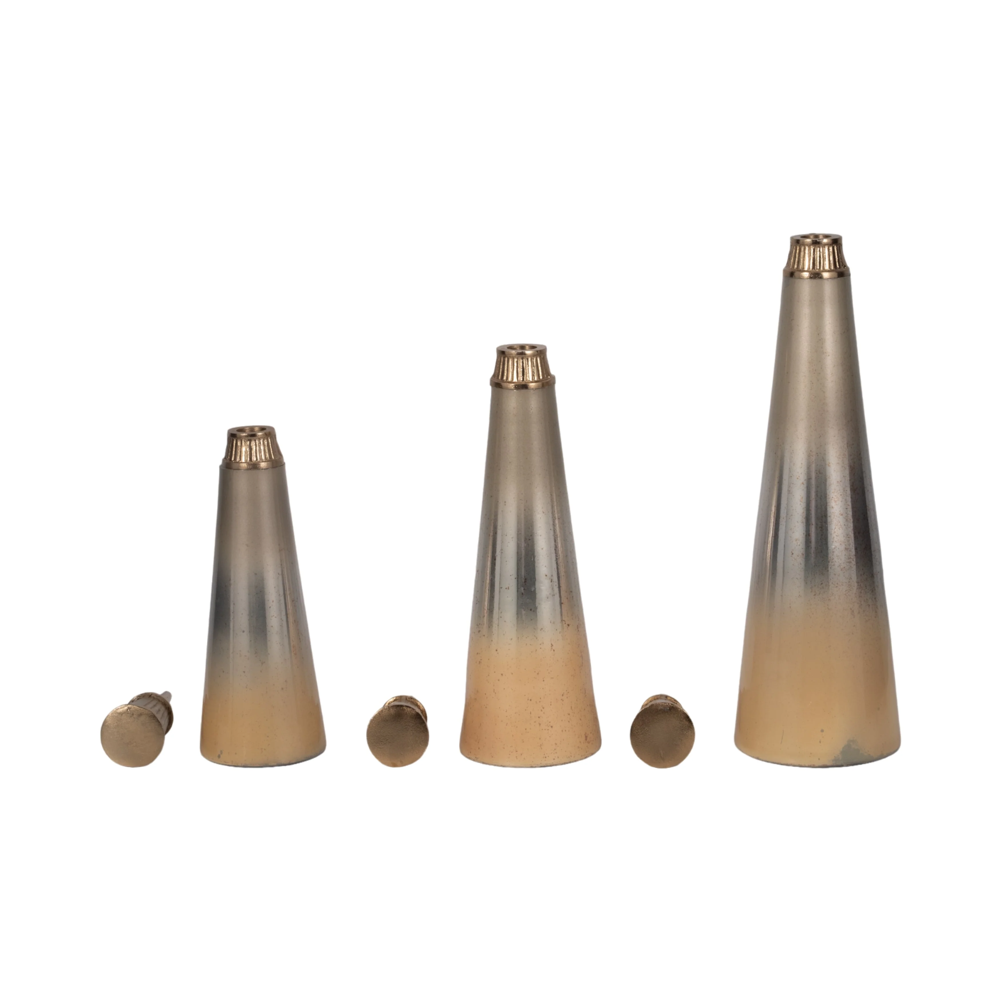 S/3 13/16/20" Tanet Metallic Glass Bottles - Image 4