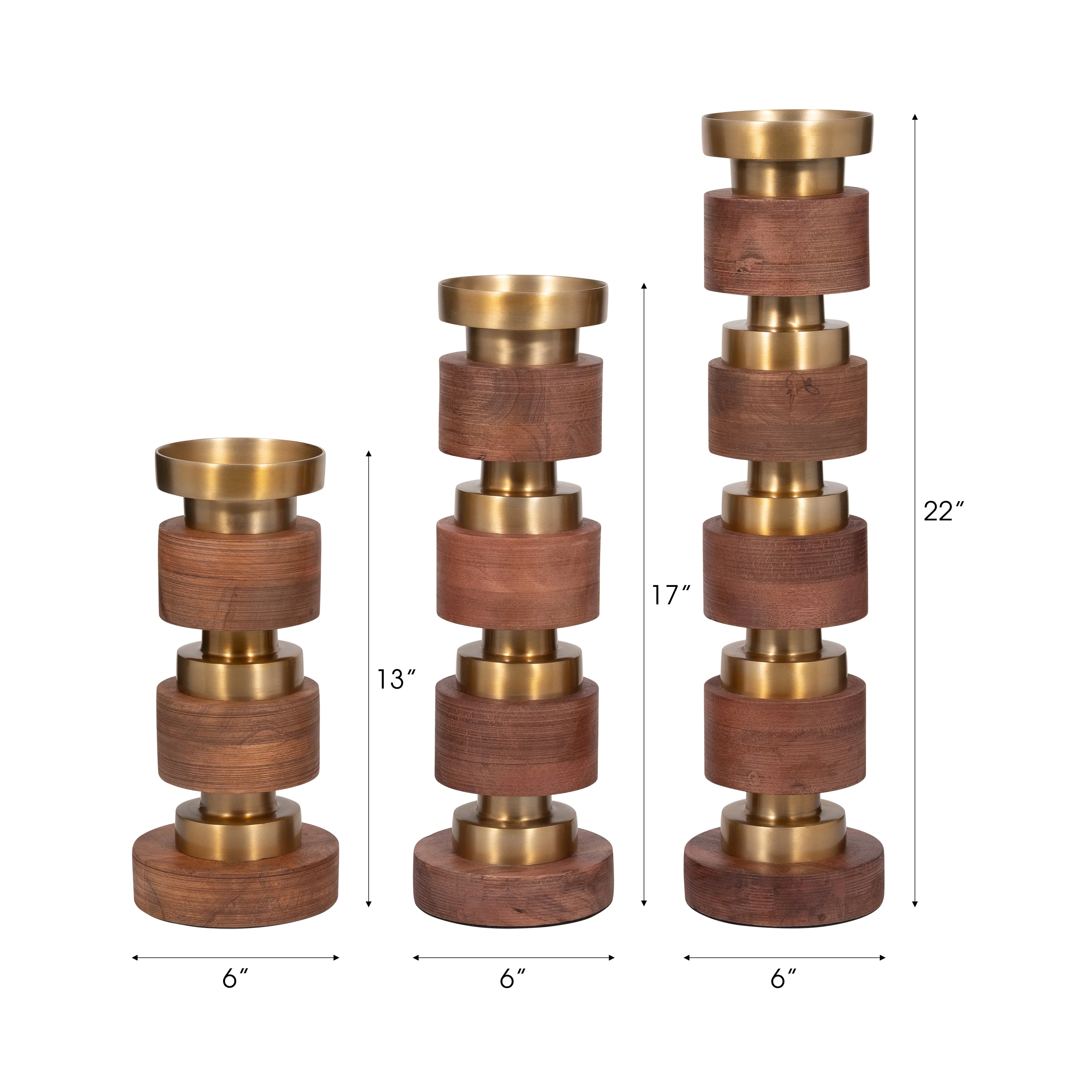 S/3 13/17/22" Hollis Wood Candle Sticks, Brown - Image 7