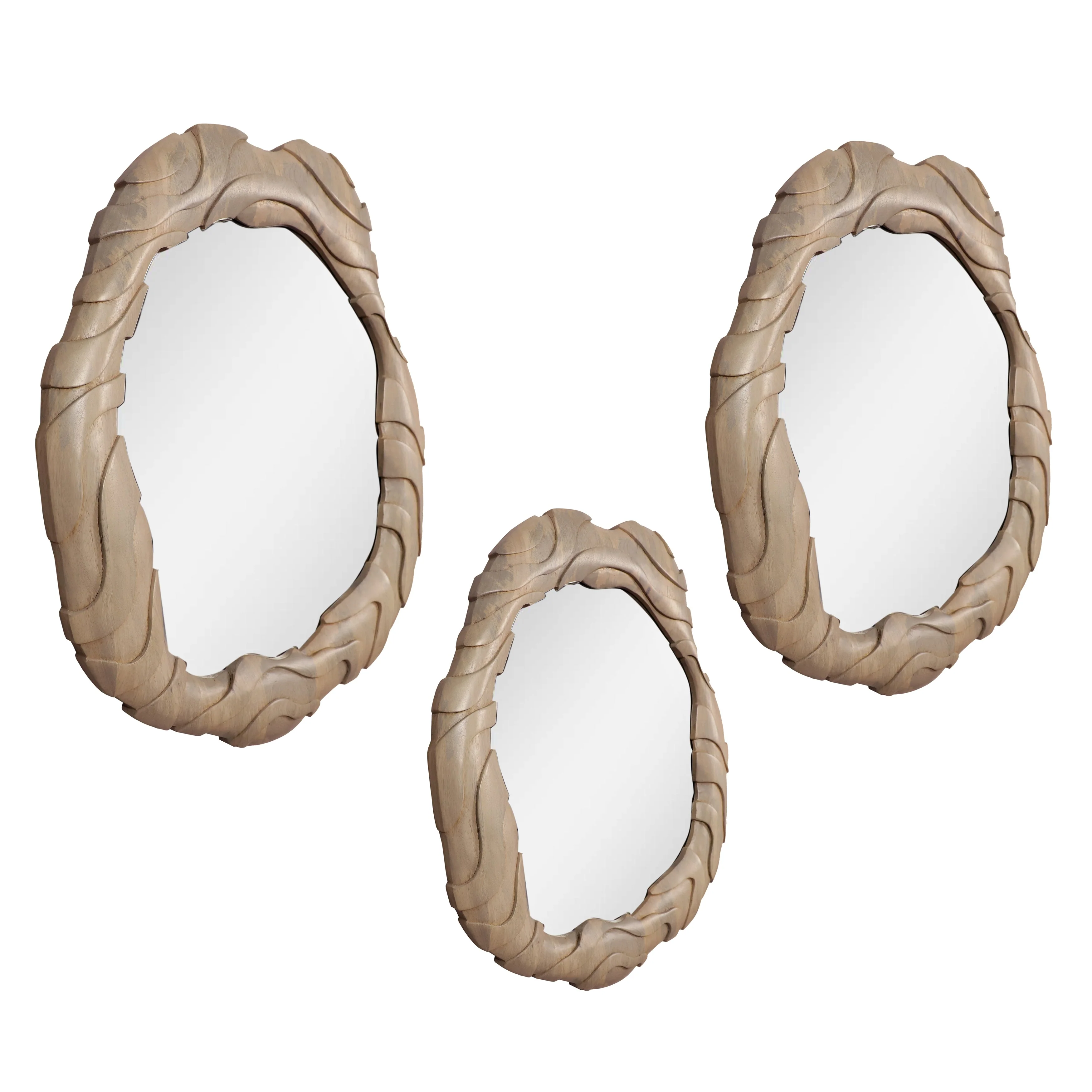 S/3 16/20/26"tiberius Wd Carved Dimensional Mirror - Image 4