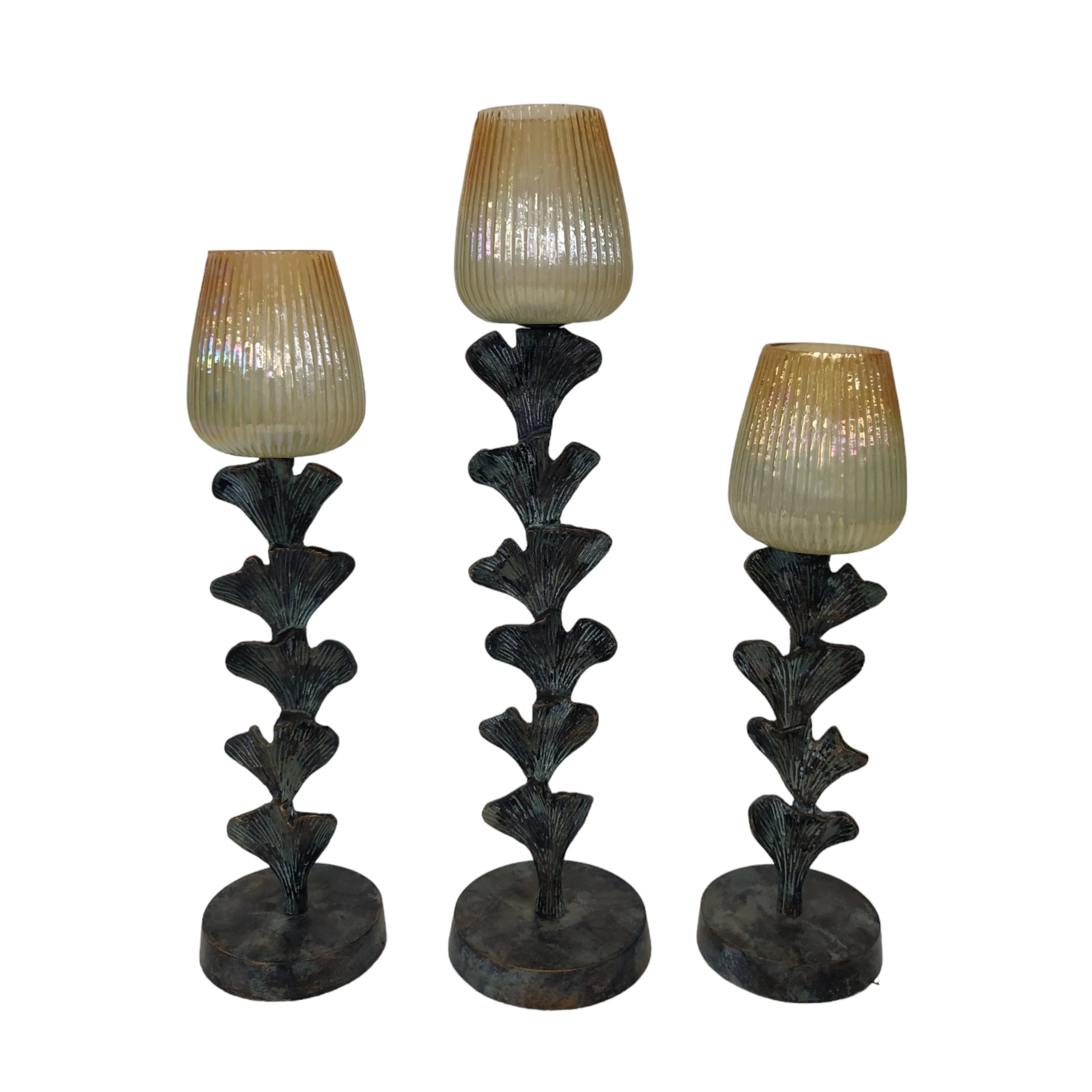 S/3 17/20/23" Yarrow Candleholders, Gray - Image 9