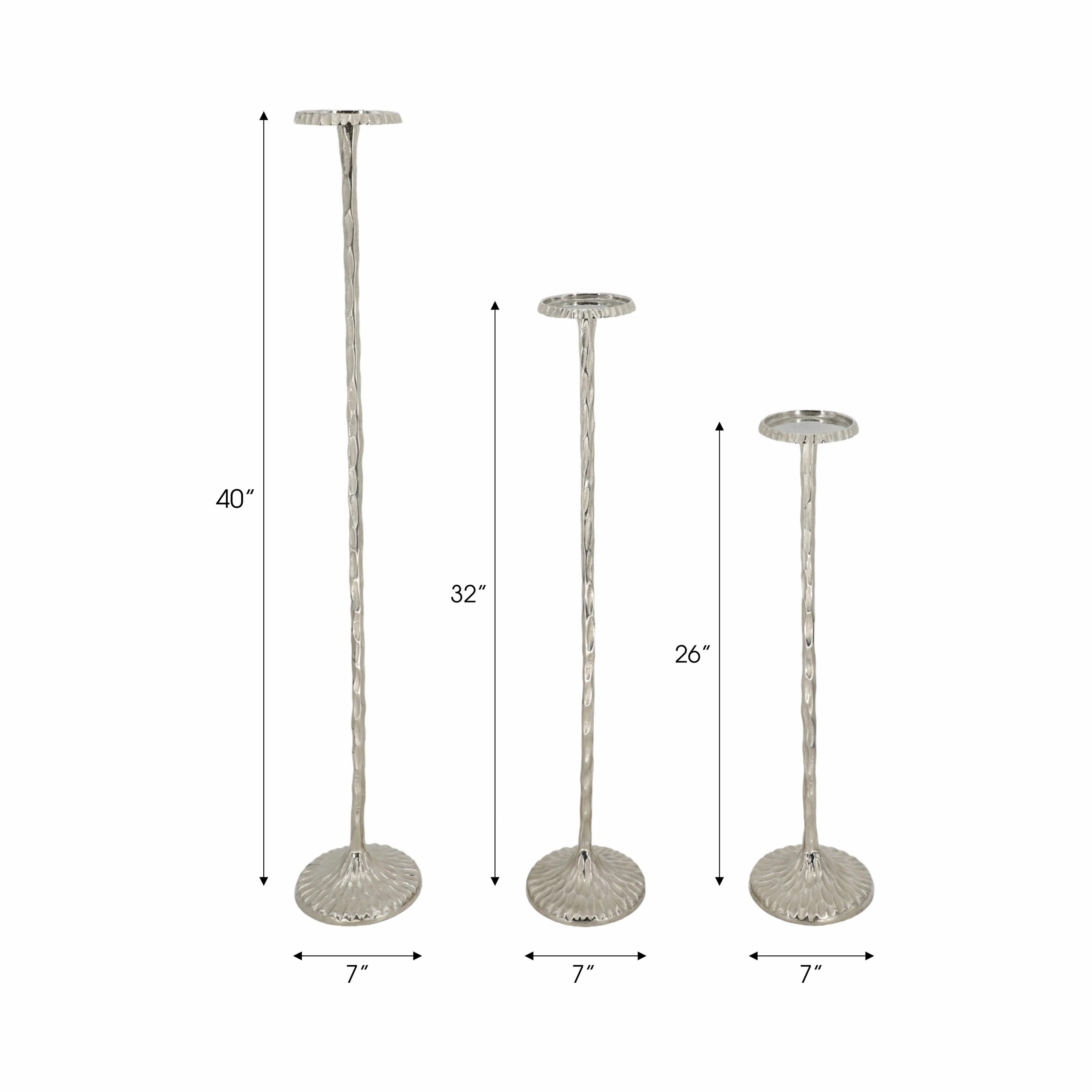 S/3 26/32/40" Crestin Silver Tall Candleholders Kd - Image 11