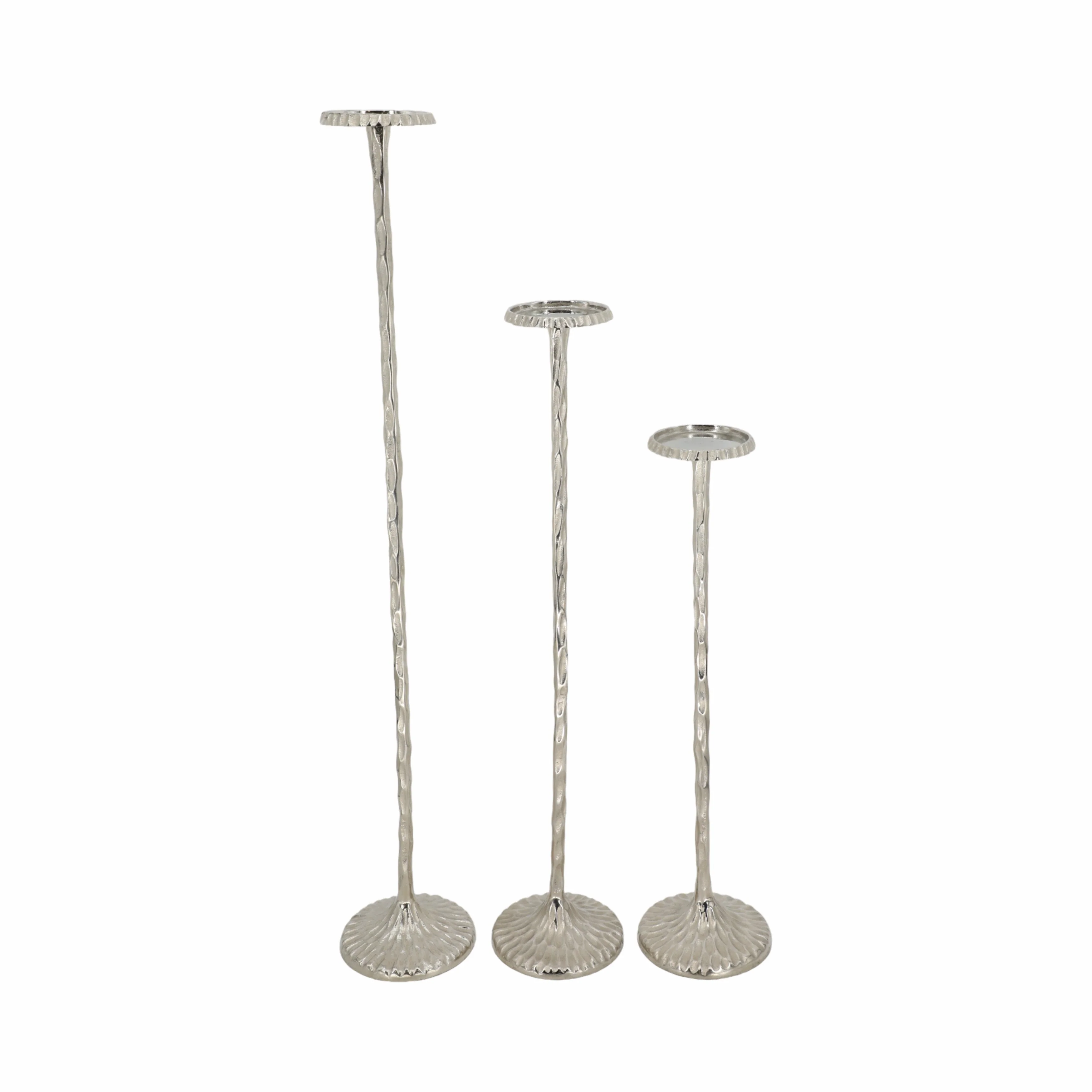 S/3 26/32/40" Crestin Silver Tall Candleholders Kd - Image 4