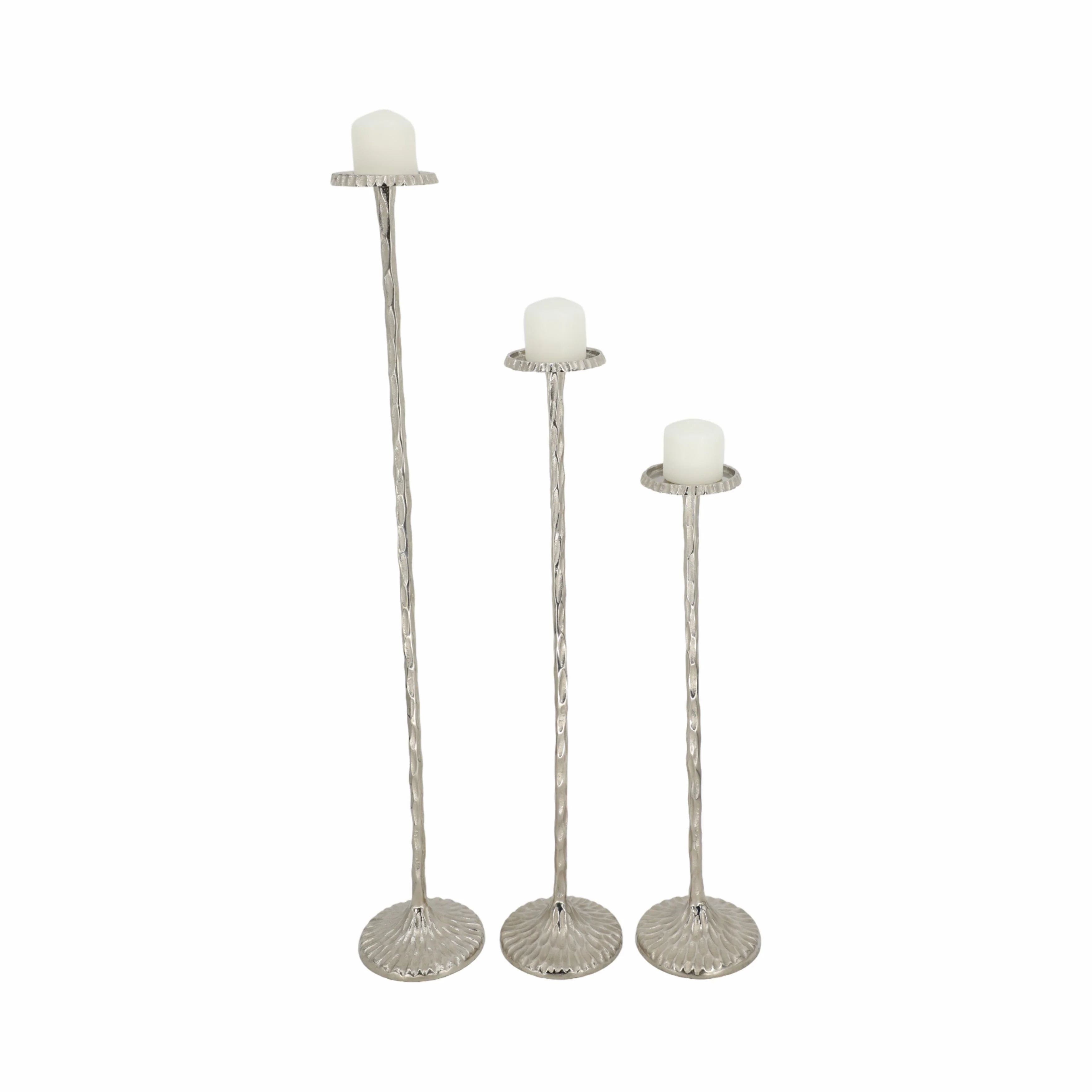 S/3 26/32/40" Crestin Silver Tall Candleholders Kd - Image 5
