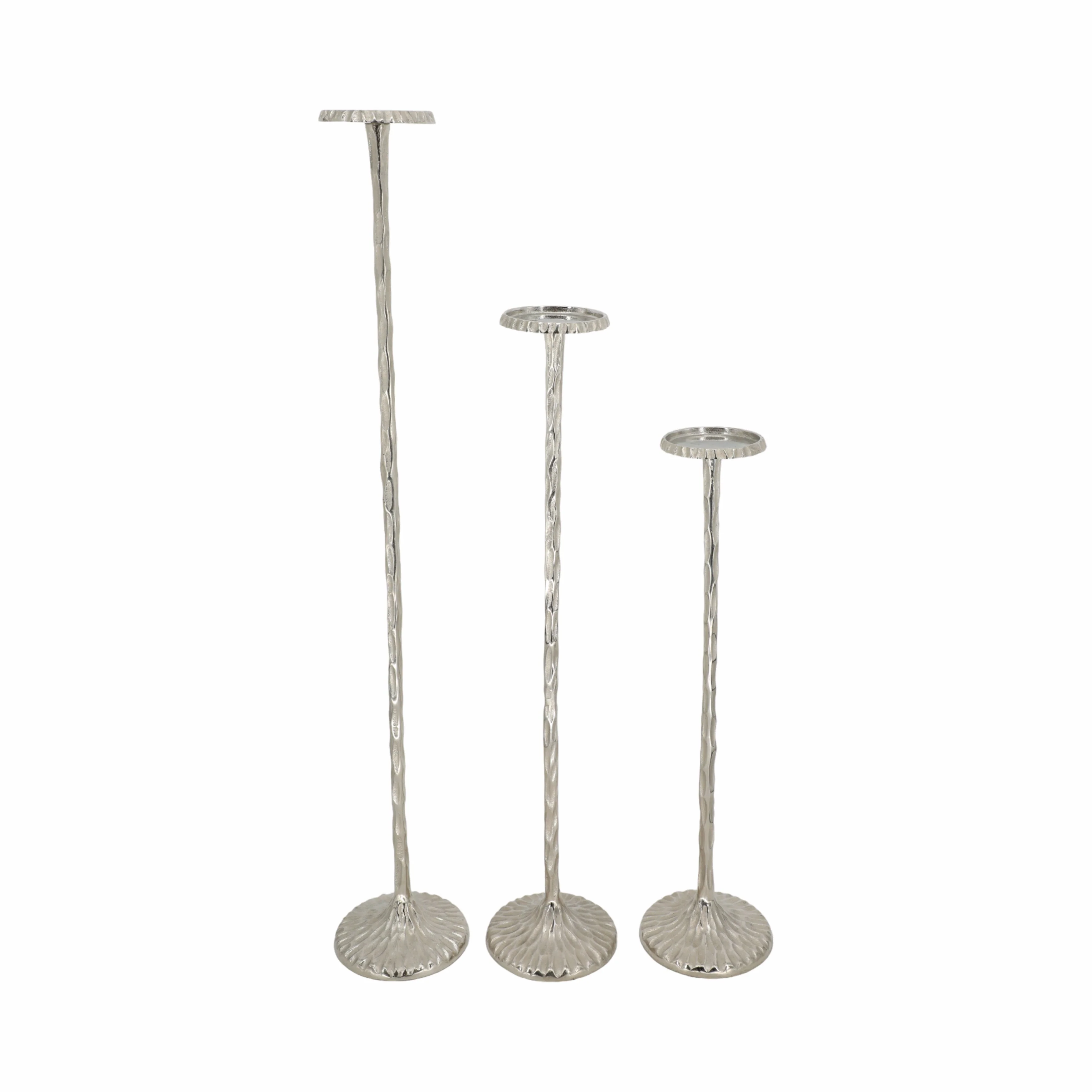 S/3 26/32/40" Crestin Silver Tall Candleholders Kd - Image 6