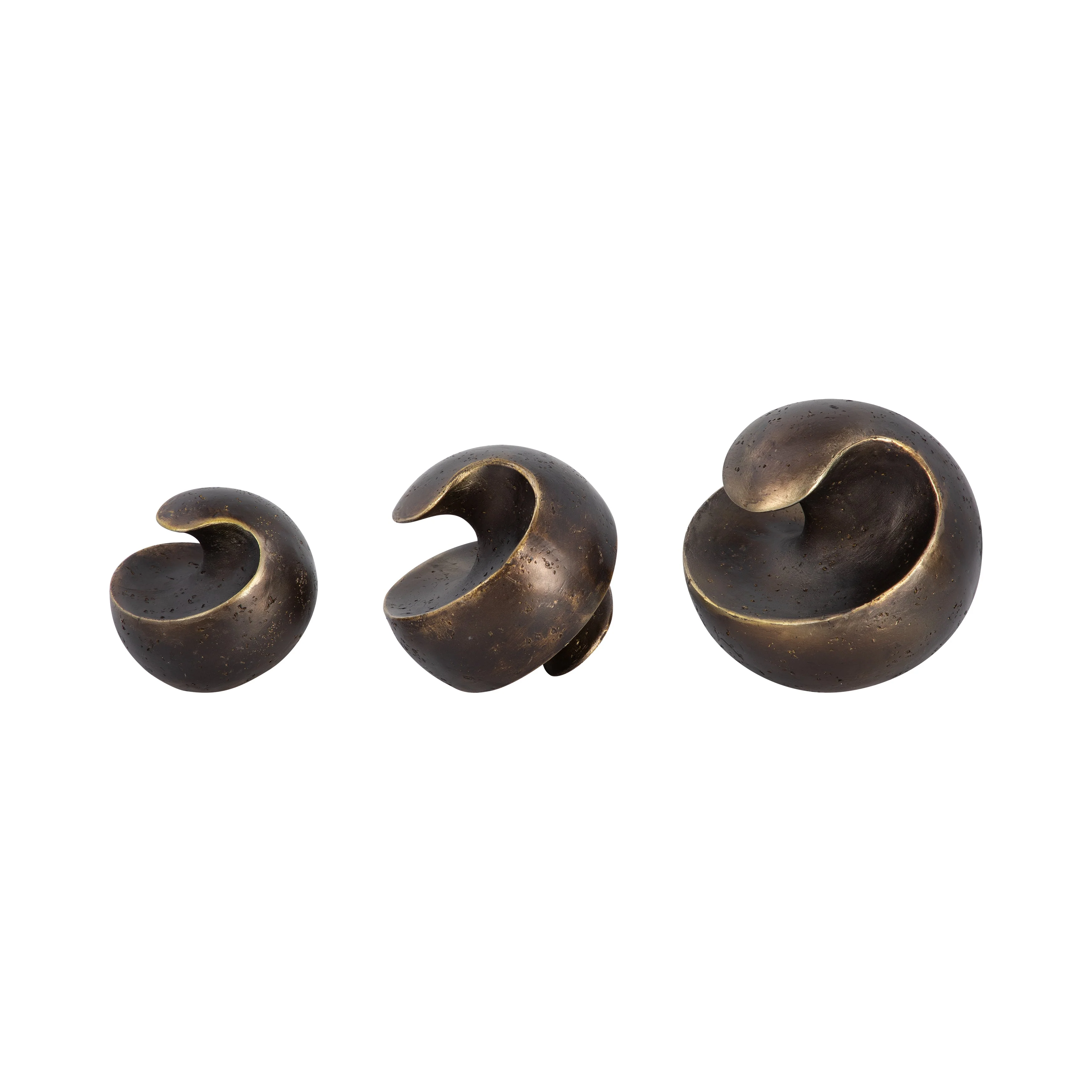 S/3 4/5/6" Kismet Spiral Deco Spheres, Bronze - Image 10