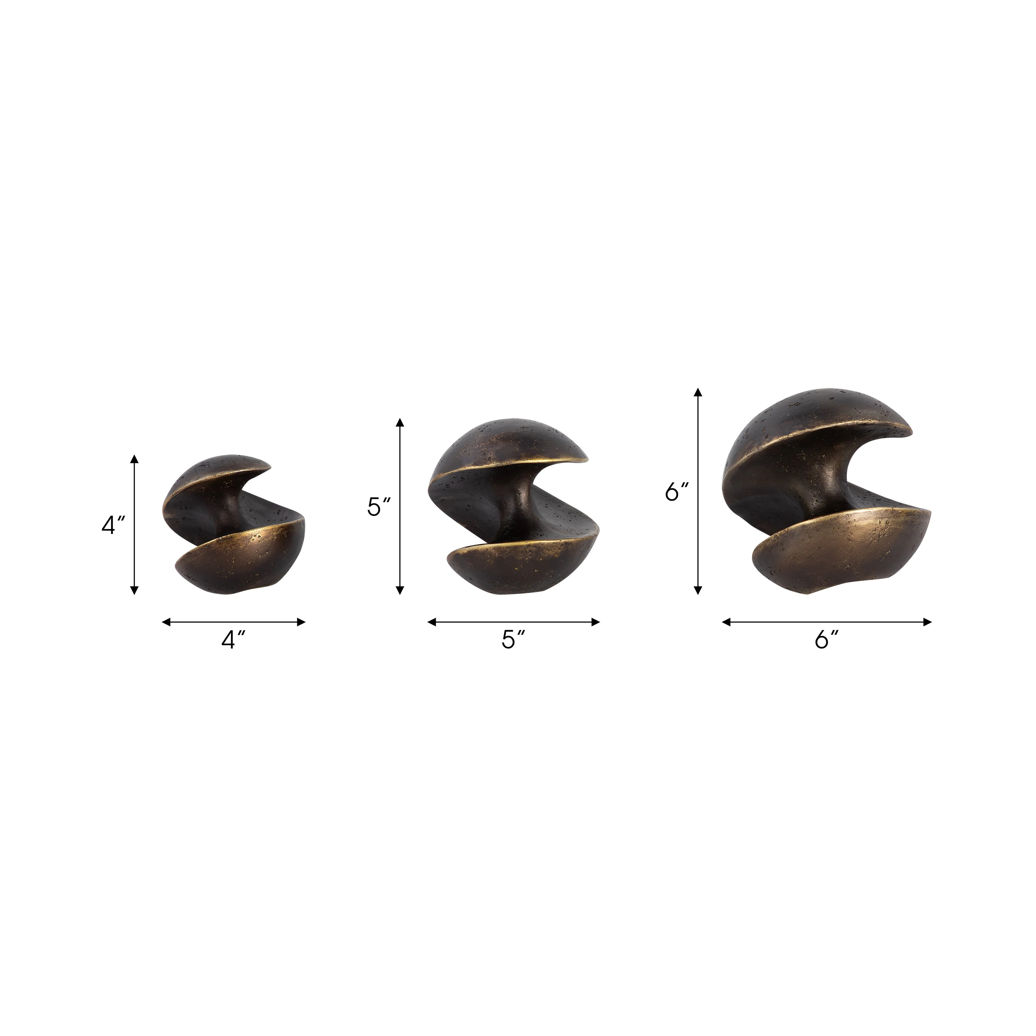 S/3 4/5/6" Kismet Spiral Deco Spheres, Bronze - Image 6
