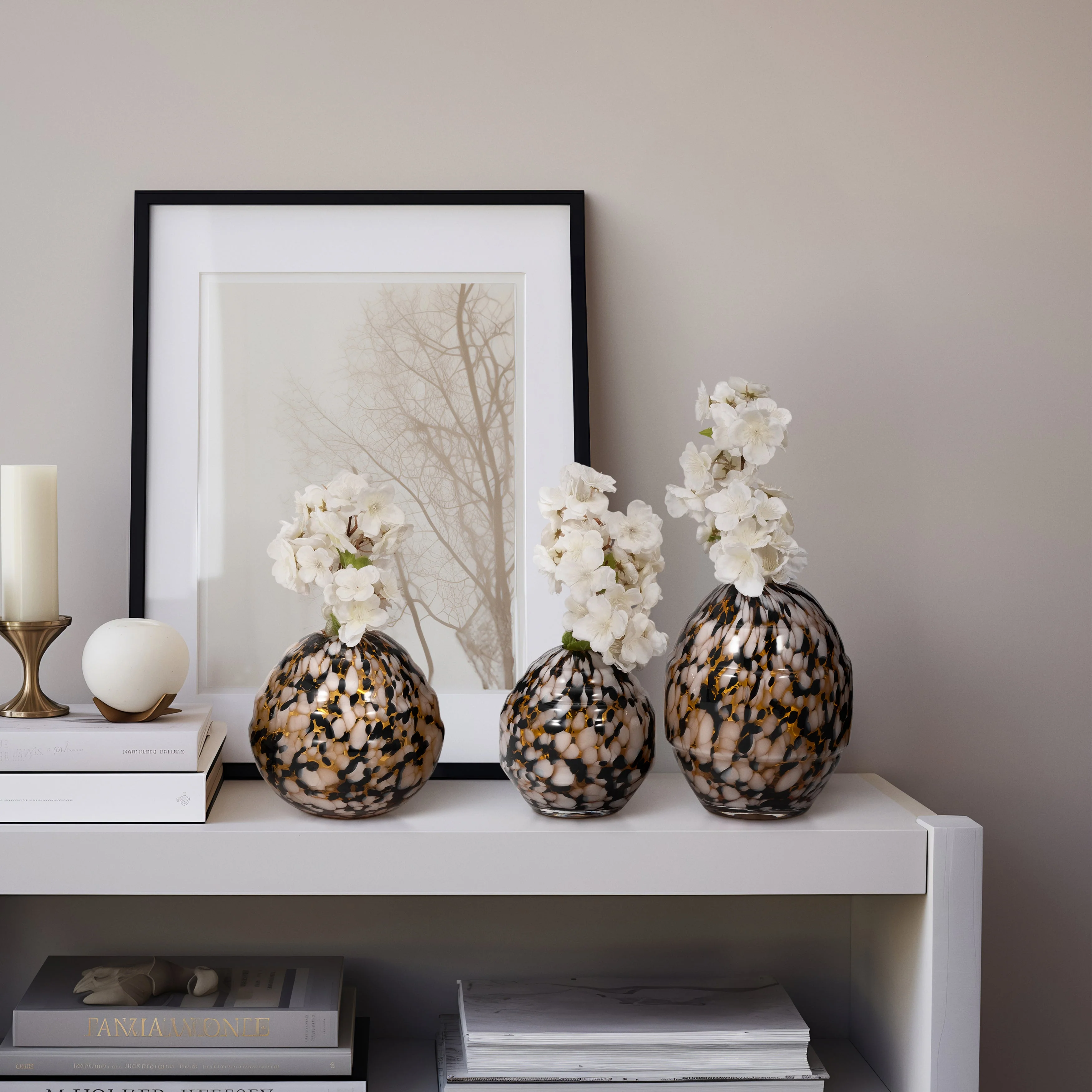 S/3 6/7/8" Dara Amber Specked Vases - Image 20