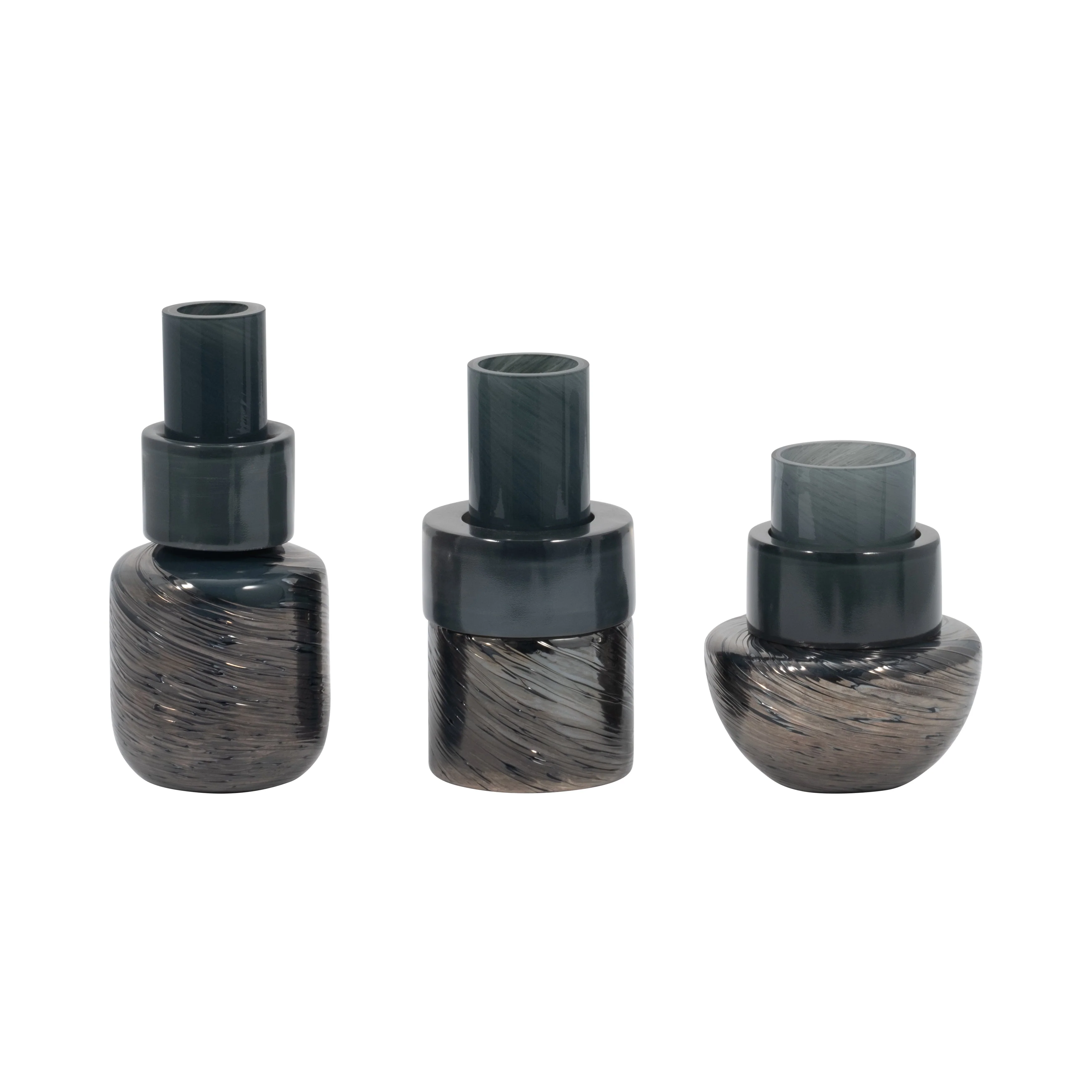 S/3 6/8/9" Eden Gray Glass Vases - Image 12