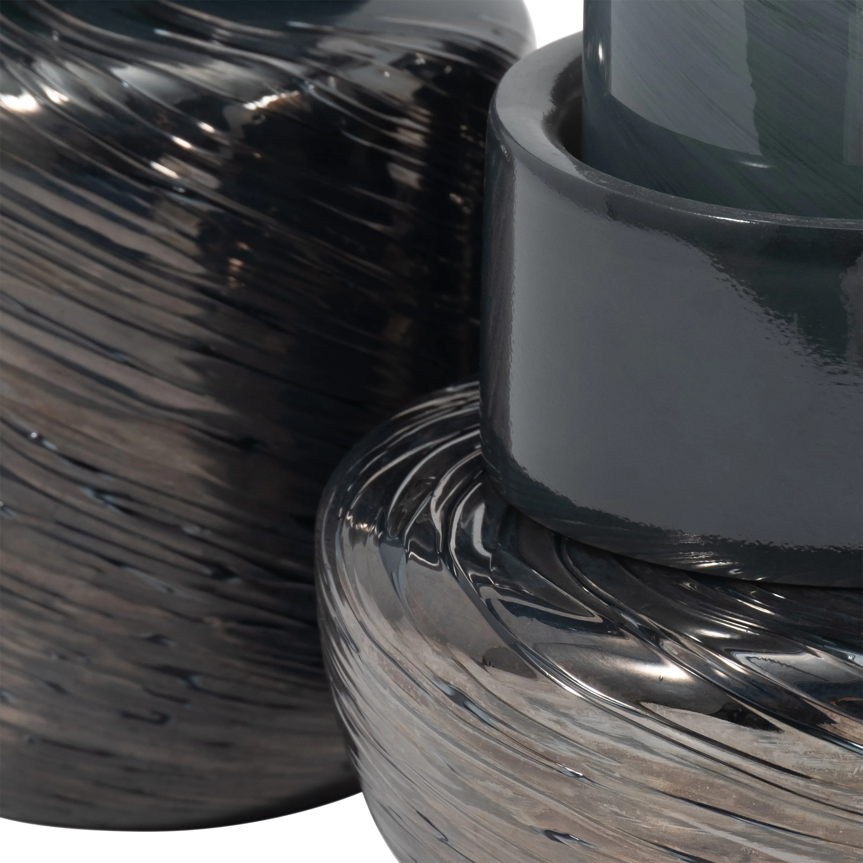 S/3 6/8/9" Eden Gray Glass Vases - Image 6