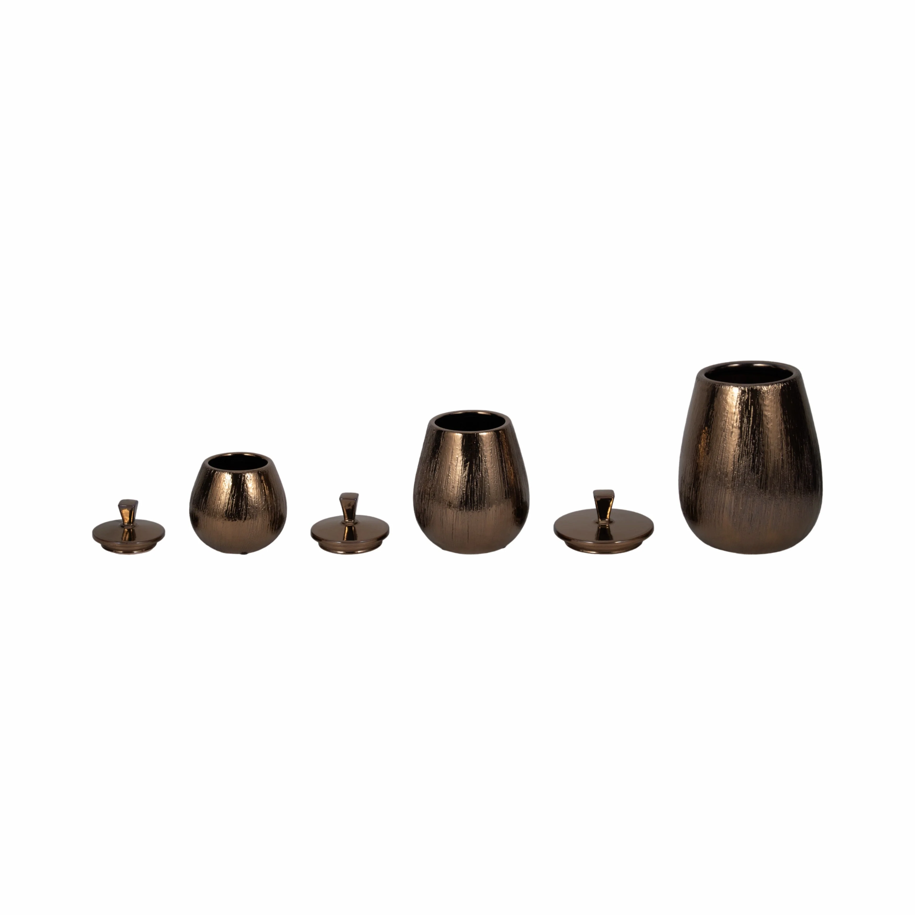 S/3 7/9/11" Tiziano Ceramic Bronze Jars - Image 4