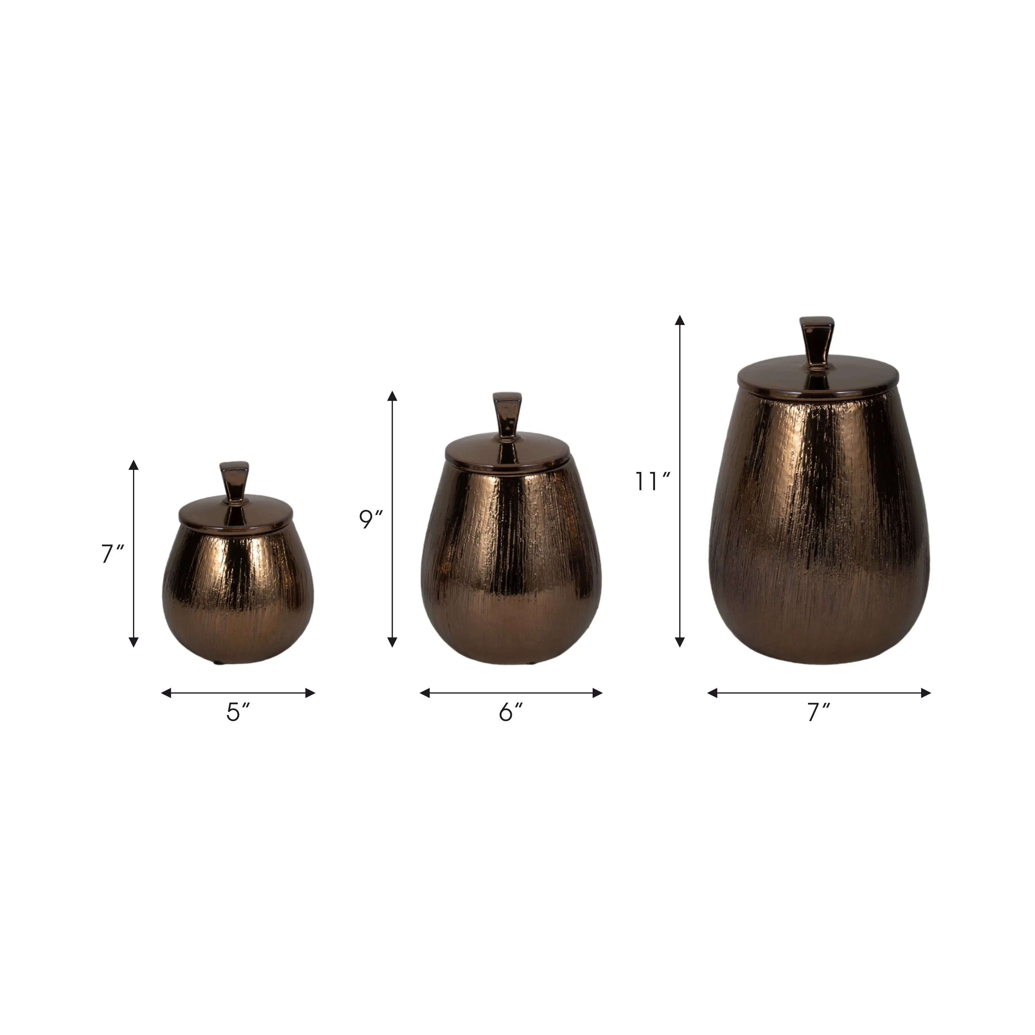 S/3 7/9/11" Tiziano Ceramic Bronze Jars - Image 8