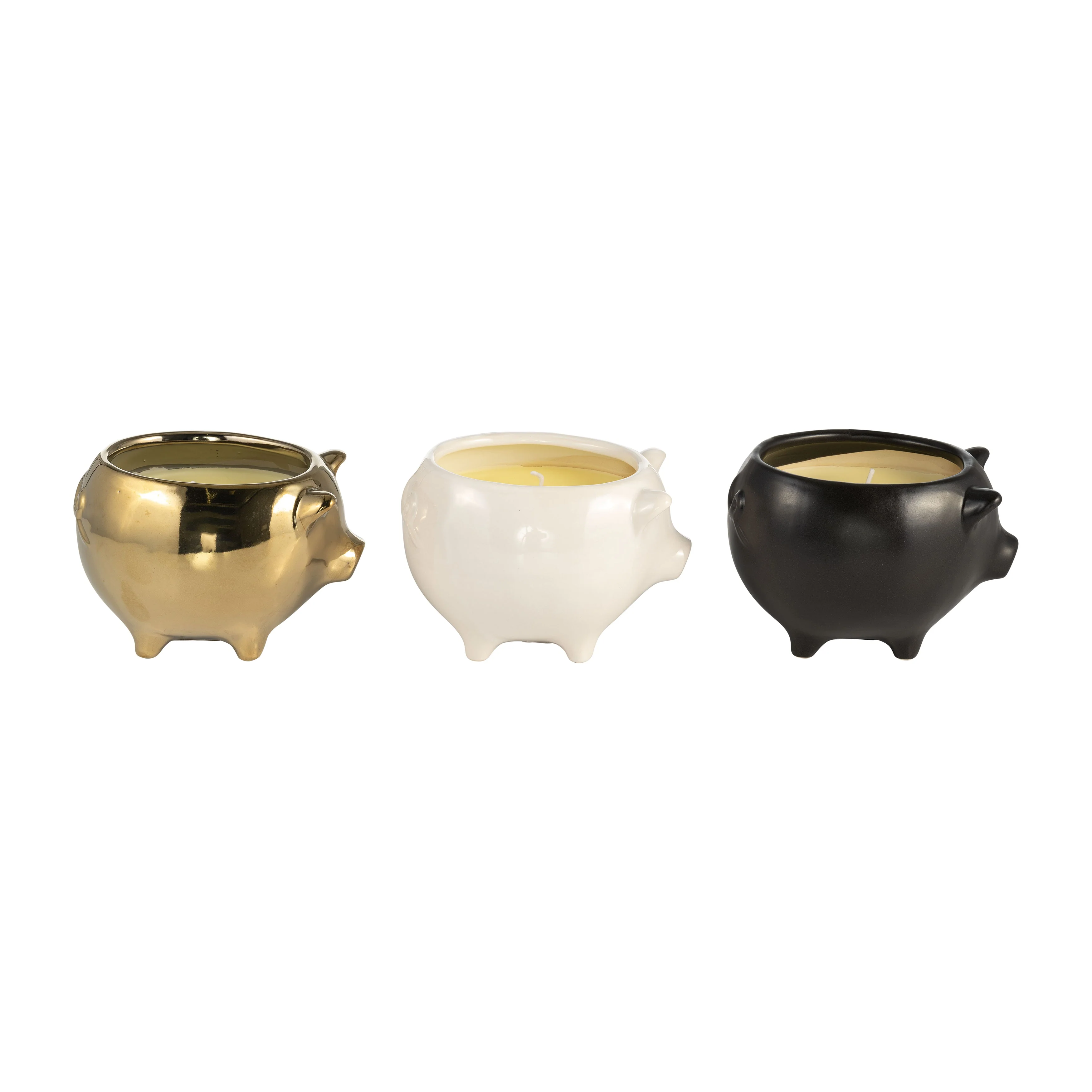 S/3 7" 9 Oz Vanilla Sandalwood Pig Candle, Multi - Image 10