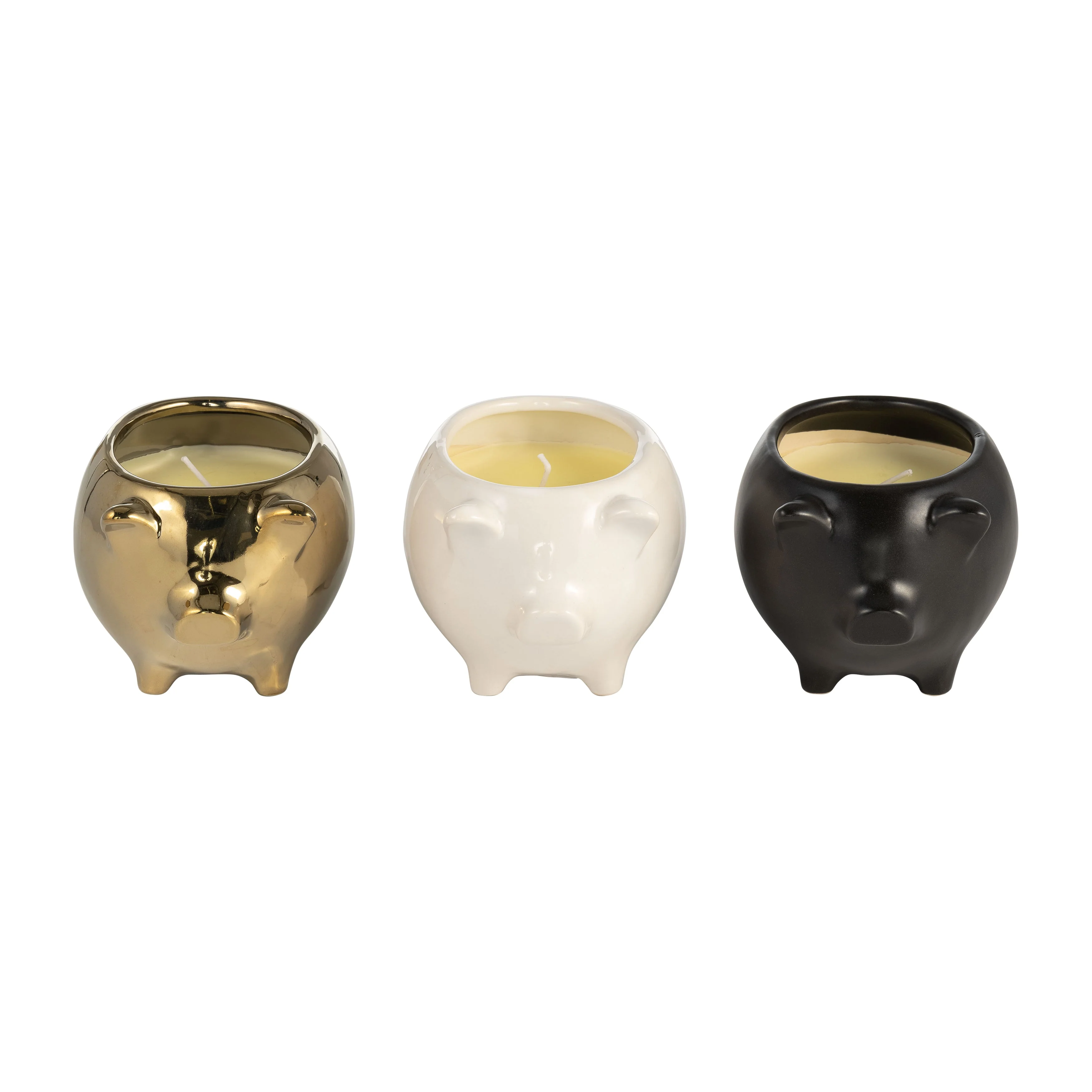 S/3 7" 9 Oz Vanilla Sandalwood Pig Candle, Multi - Image 11