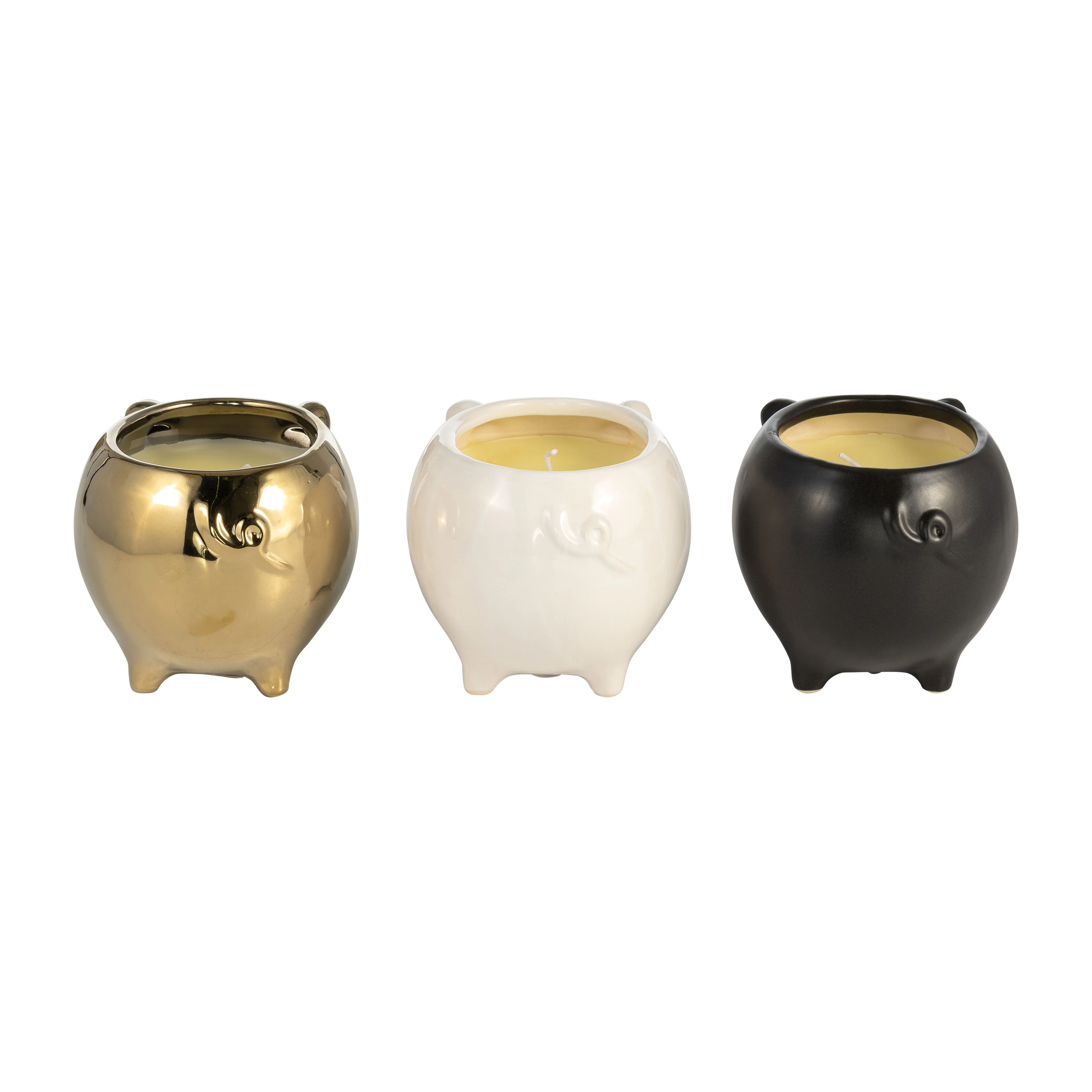 S/3 7" 9 Oz Vanilla Sandalwood Pig Candle, Multi - Image 12