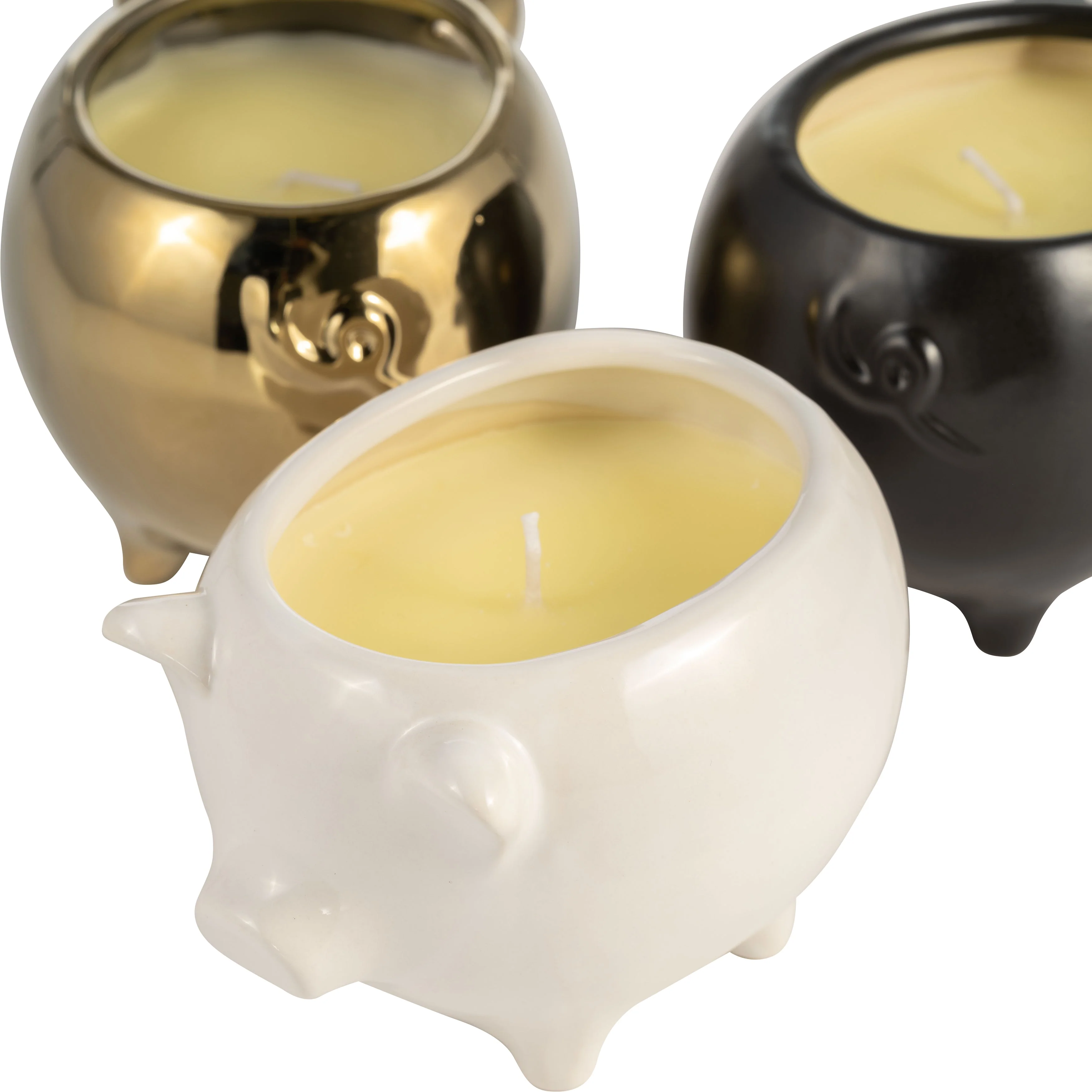 S/3 7" 9 Oz Vanilla Sandalwood Pig Candle, Multi - Image 13