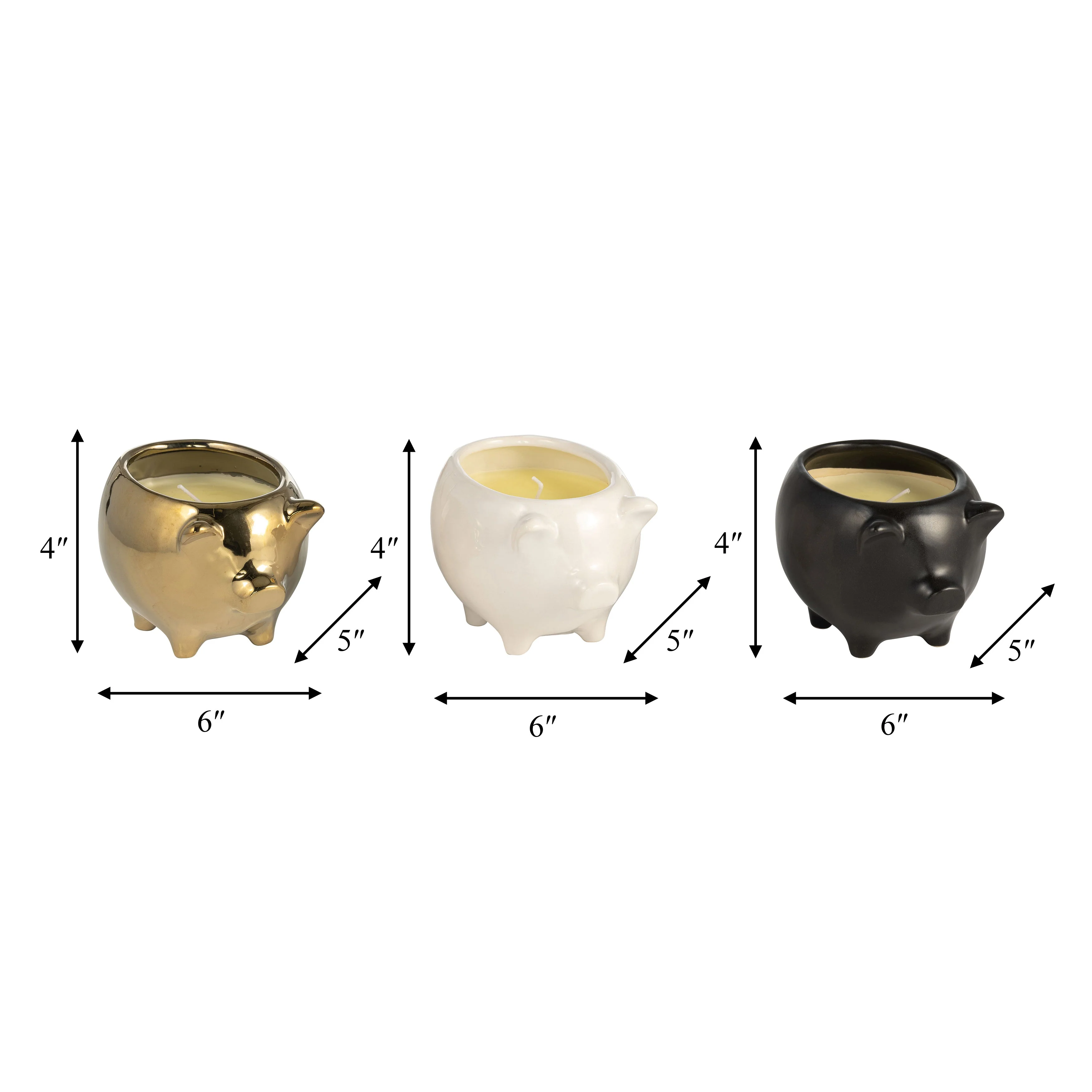 S/3 7" 9 Oz Vanilla Sandalwood Pig Candle, Multi - Image 16