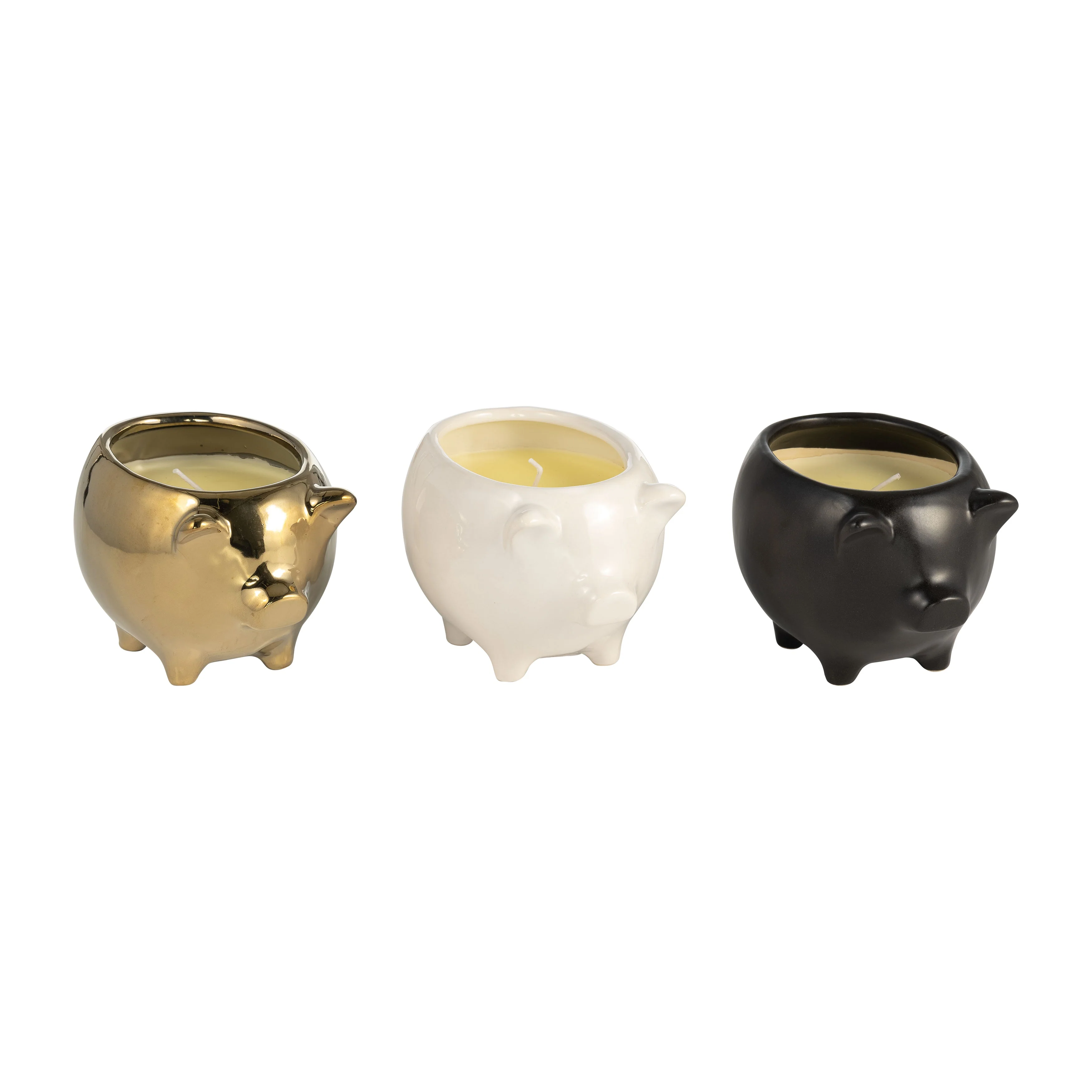S/3 7" 9 Oz Vanilla Sandalwood Pig Candle, Multi - Image 9