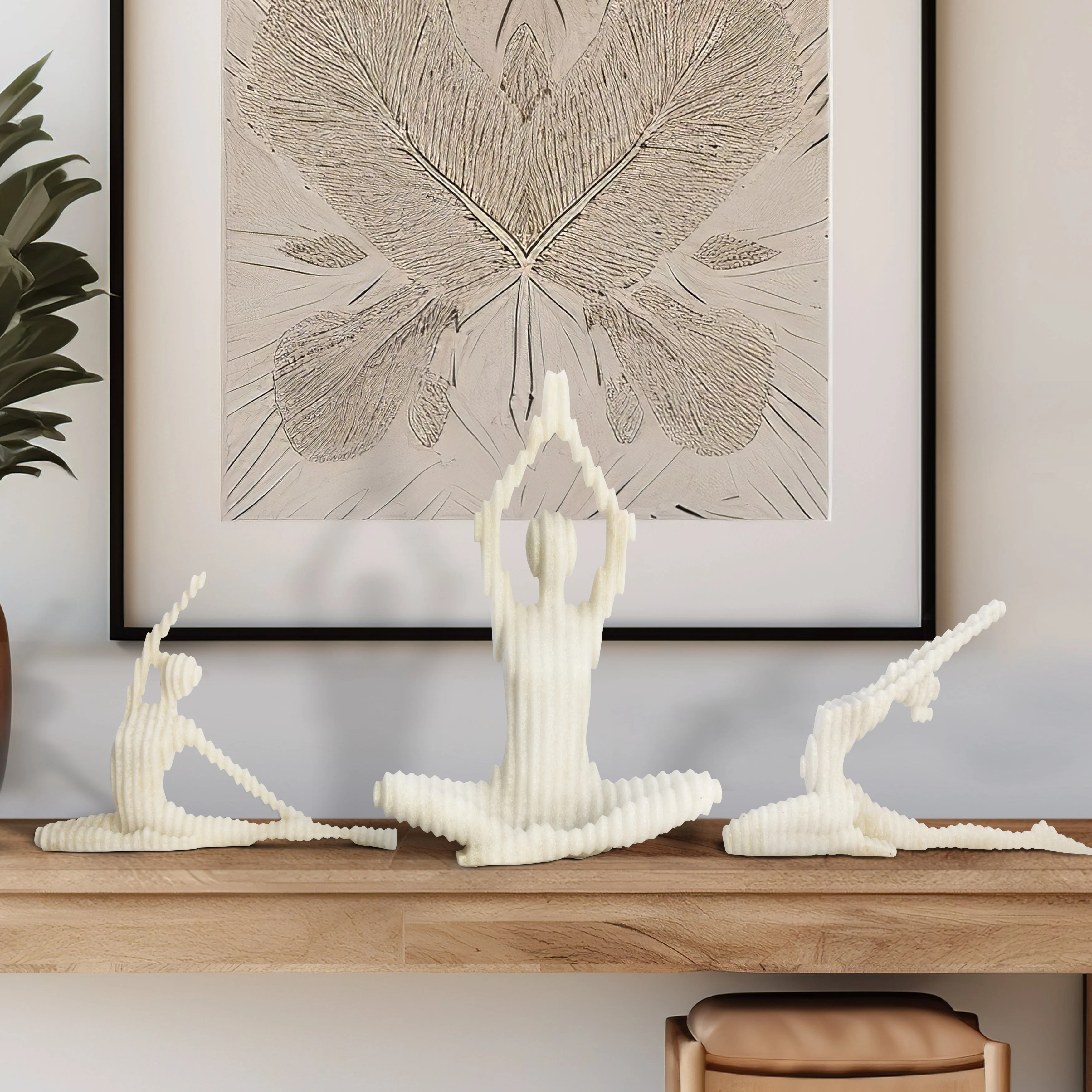 S/3 9/10/16" Ketsora Yoga Statuary, White - Image 10
