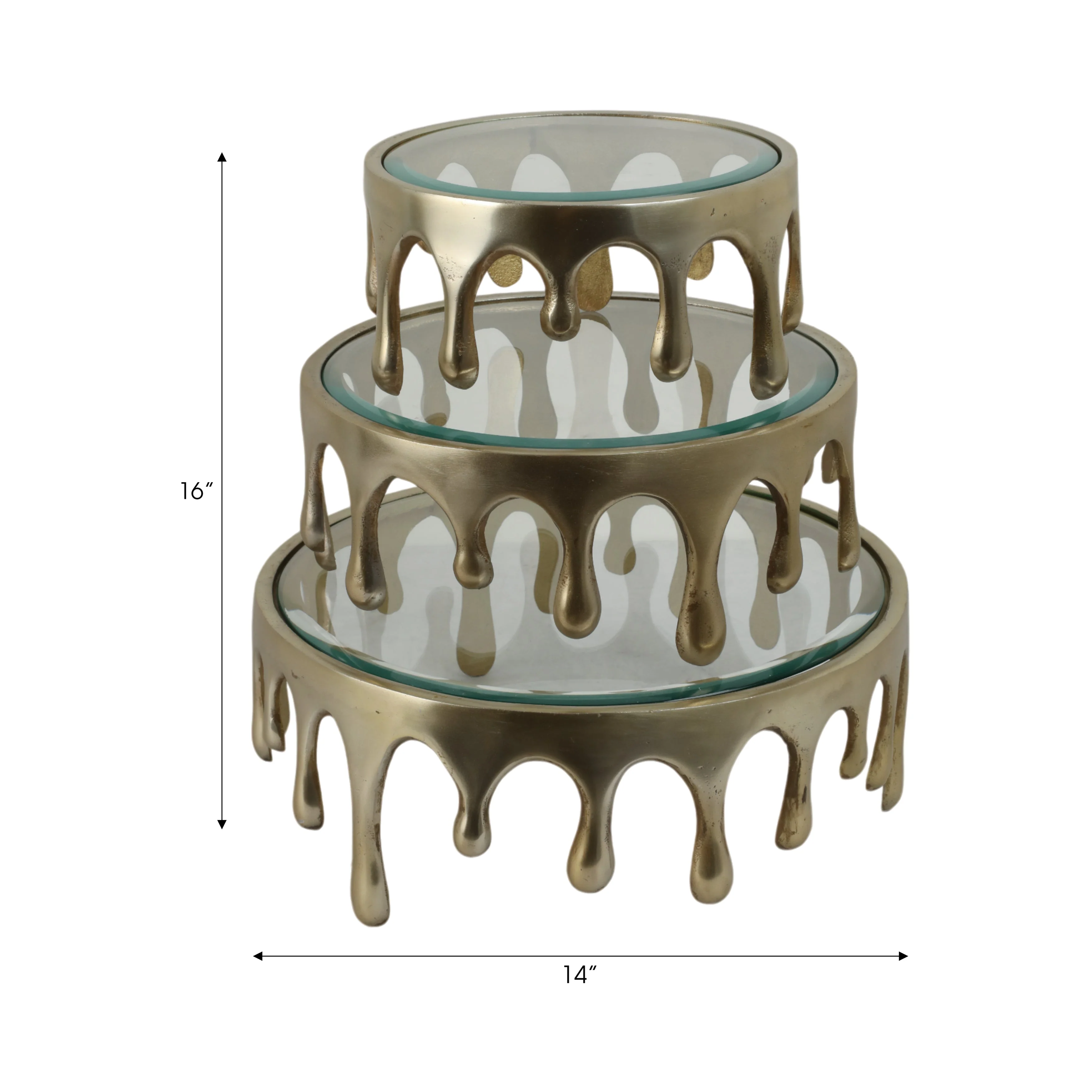 S/3 9/12/14" Nevis Glass And Aluminum Risers - Image 11