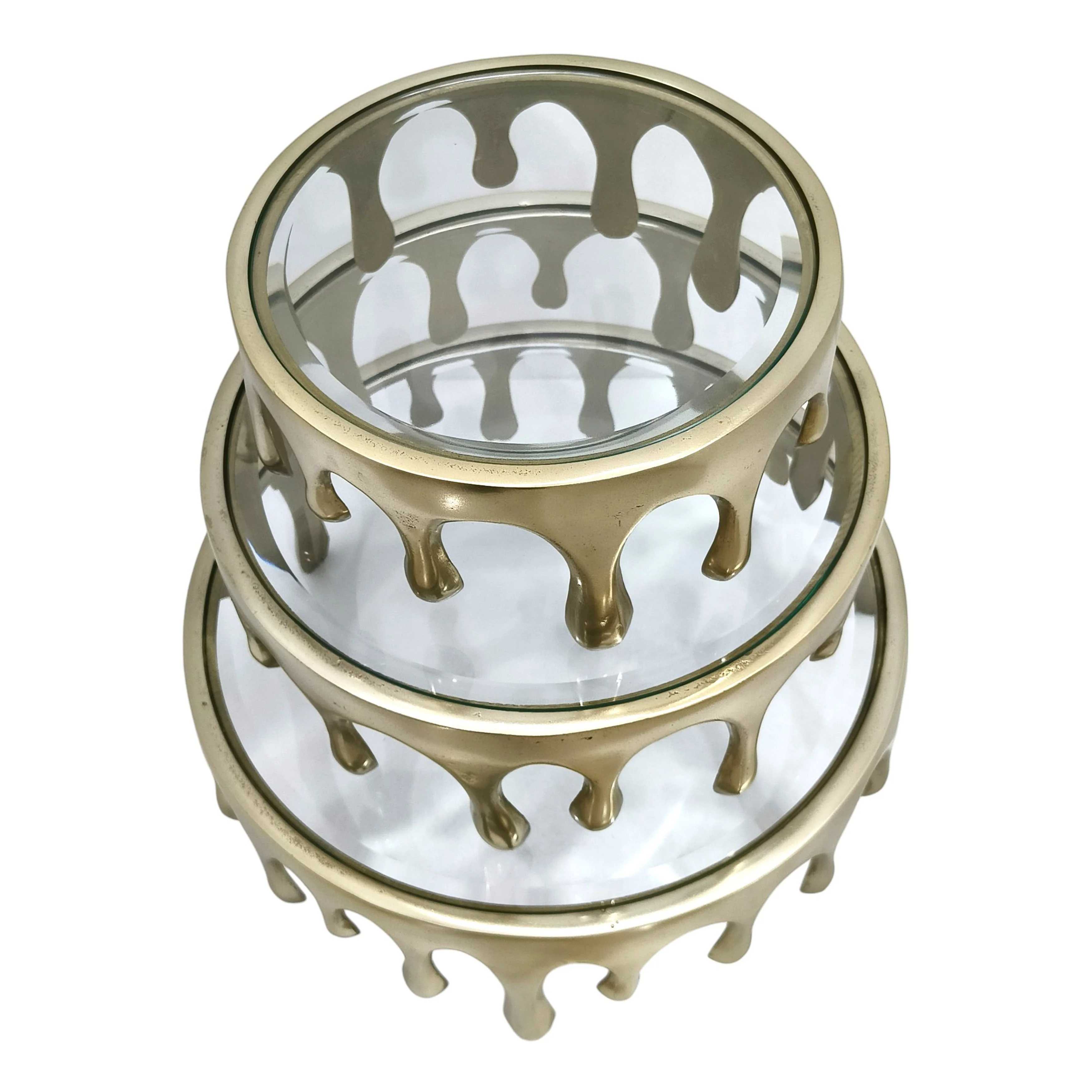 S/3 9/12/14" Nevis Glass And Aluminum Risers - Image 2