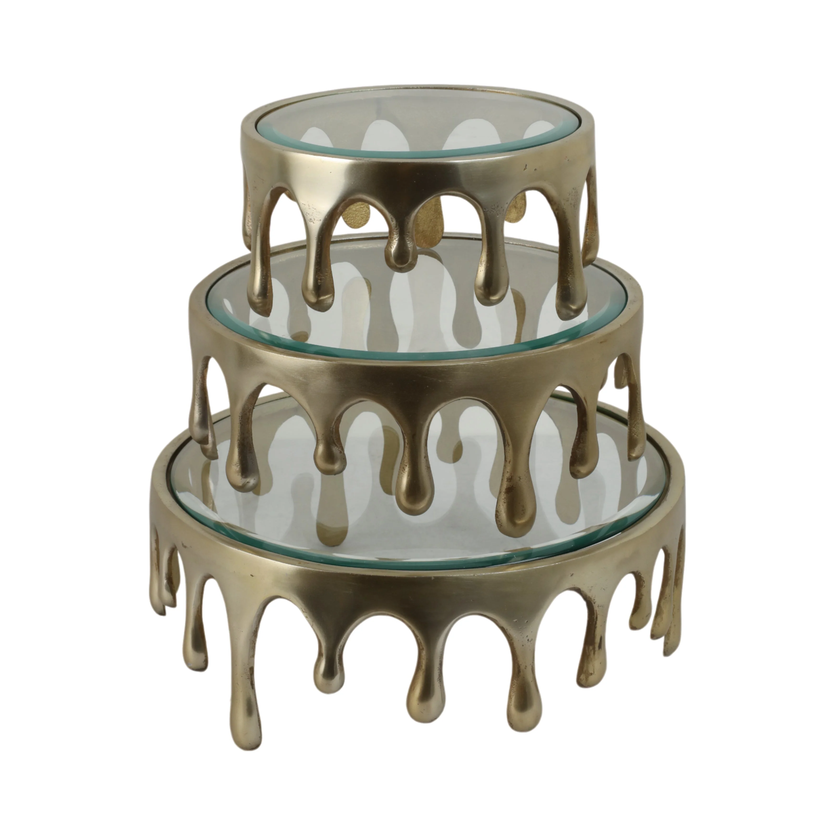 S/3 9/12/14" Nevis Glass And Aluminum Risers - Image 3